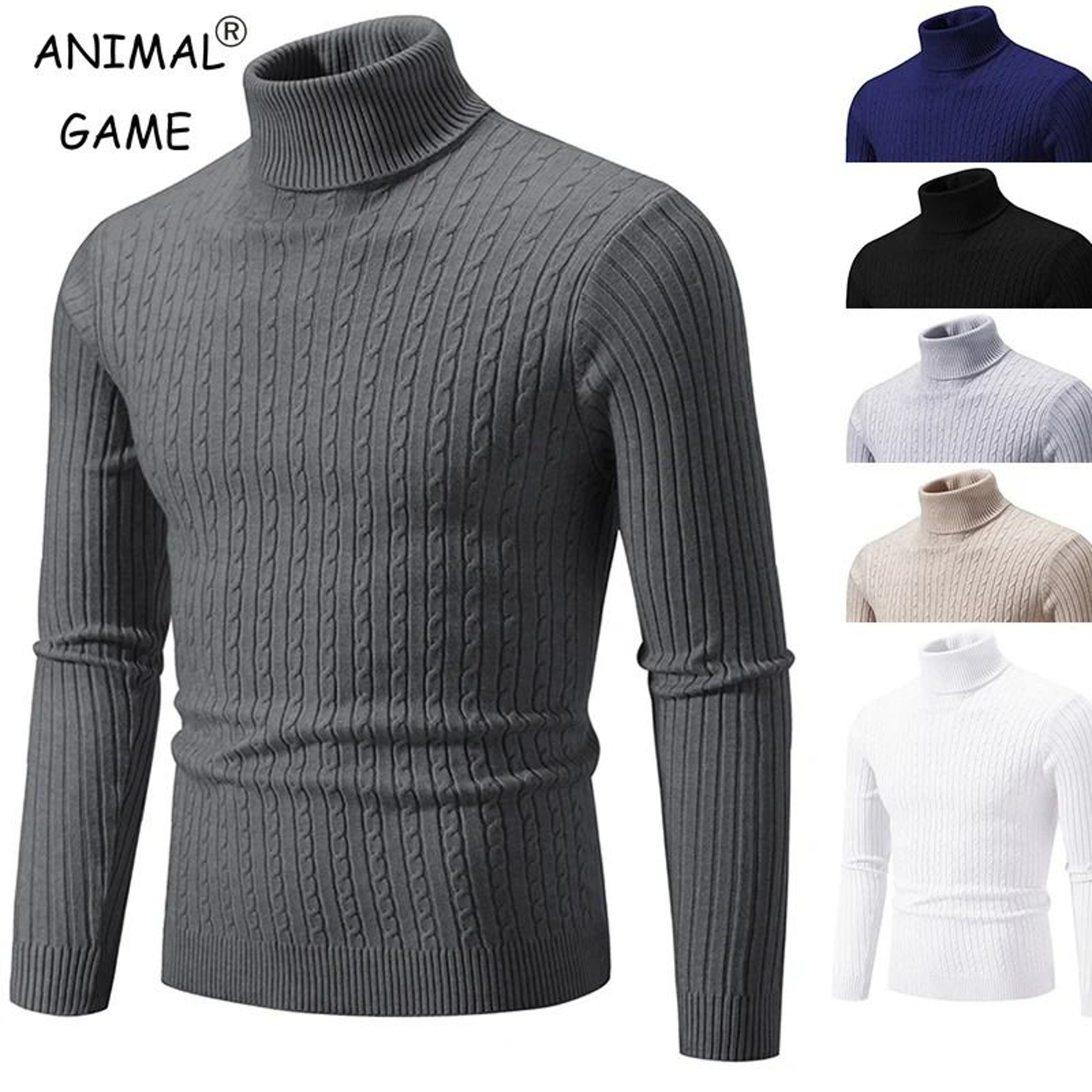 Mens High Neck Knitted Turtleneck Pullover Winter Sweater 0