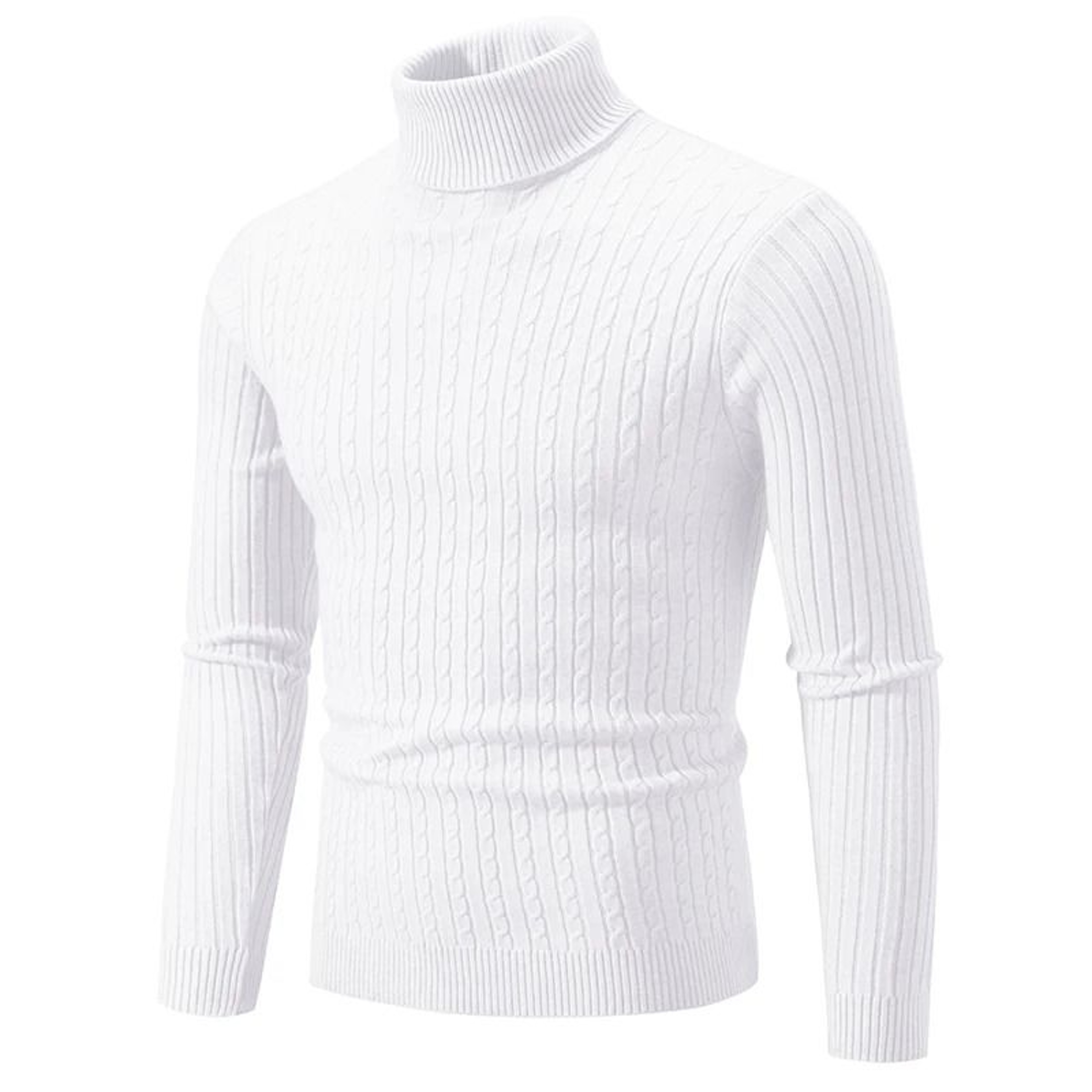 Mens High Neck Knitted Turtleneck Pullover Winter Sweater 14