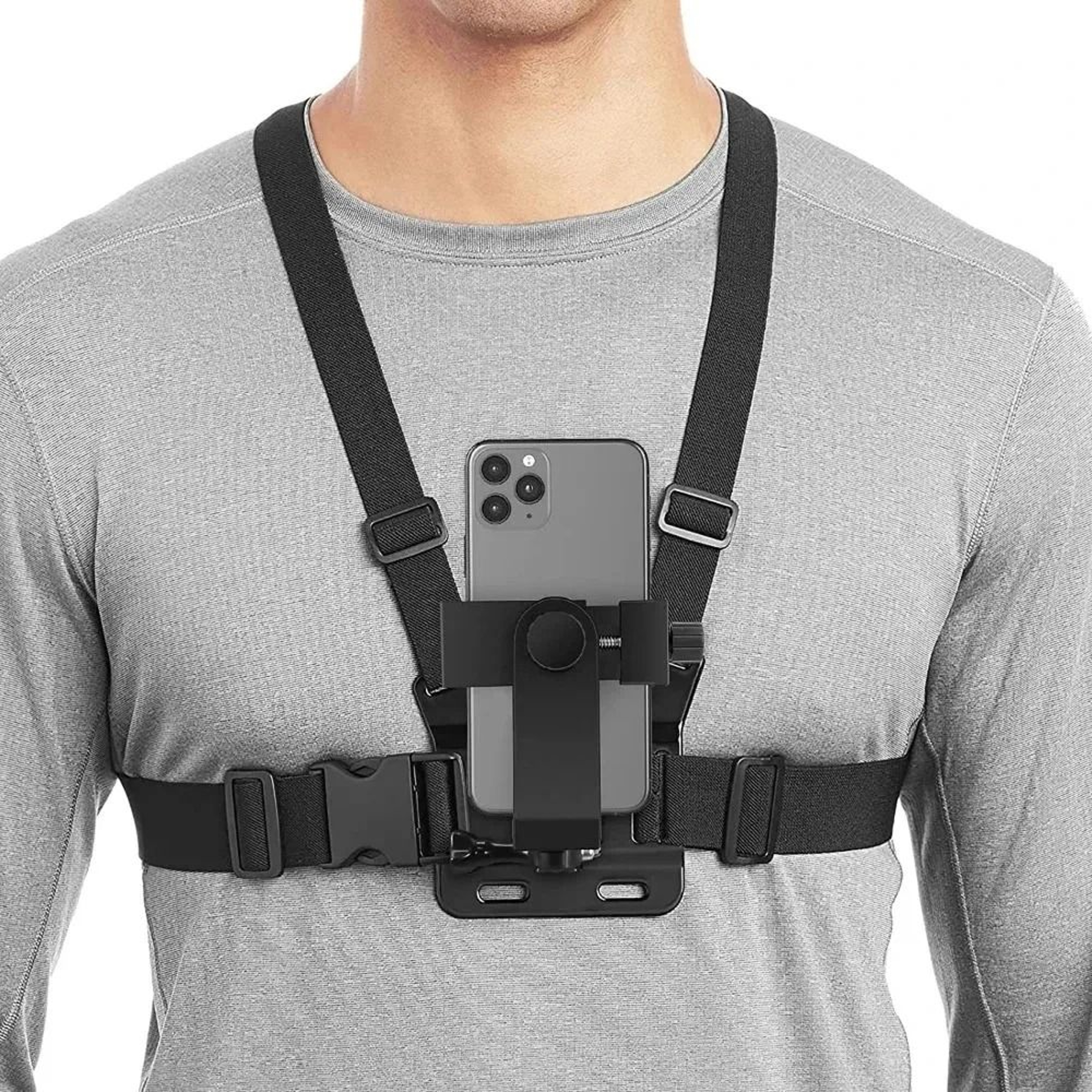 Adjustable Phone Clip Holder With Chest Strap For Sports And Action Cameras 0