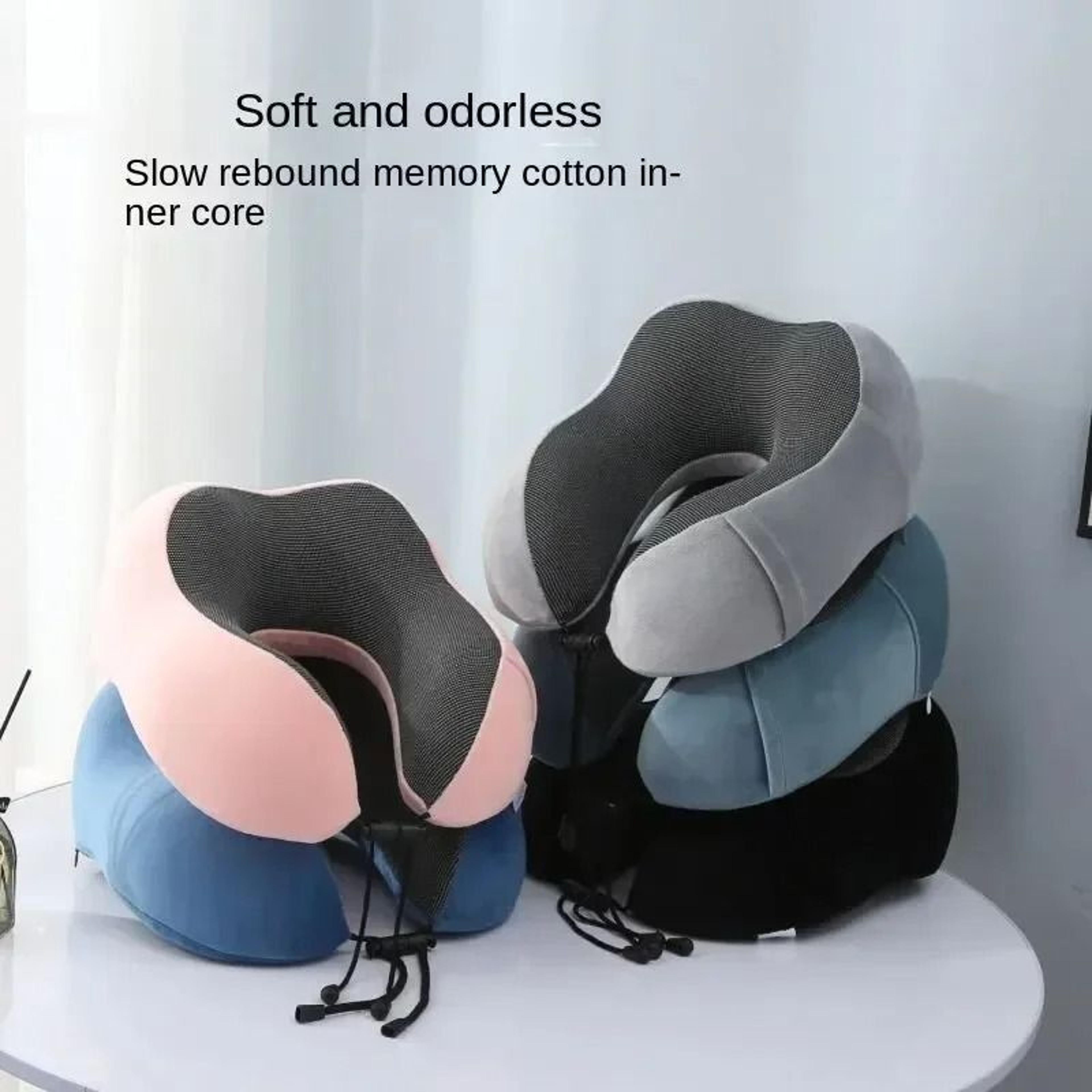 U Shaped Travel Pillow With Memory Cotton And Magnetic Fabric 1