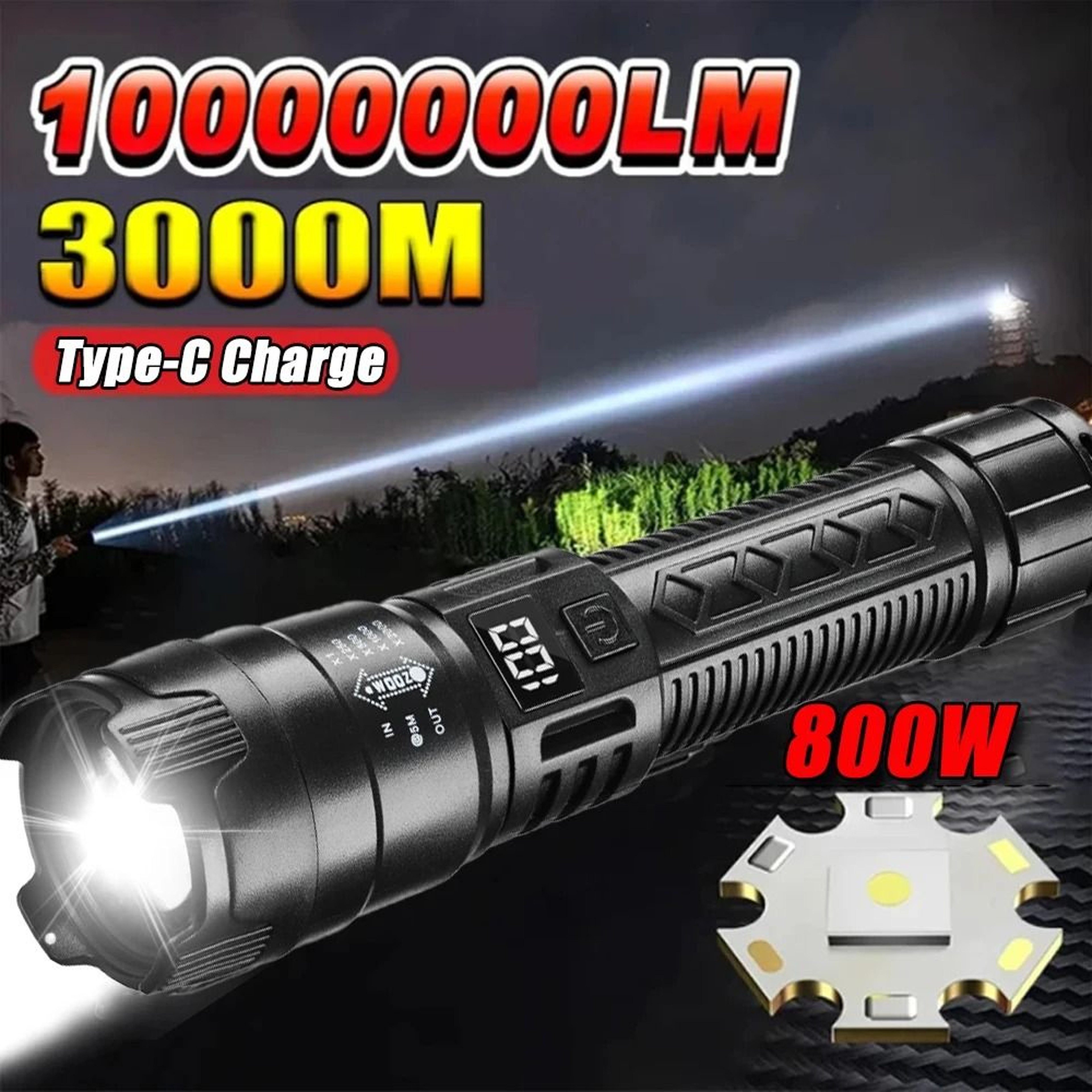 High Power Rechargeable LED Flashlight With Builtin Battery 1