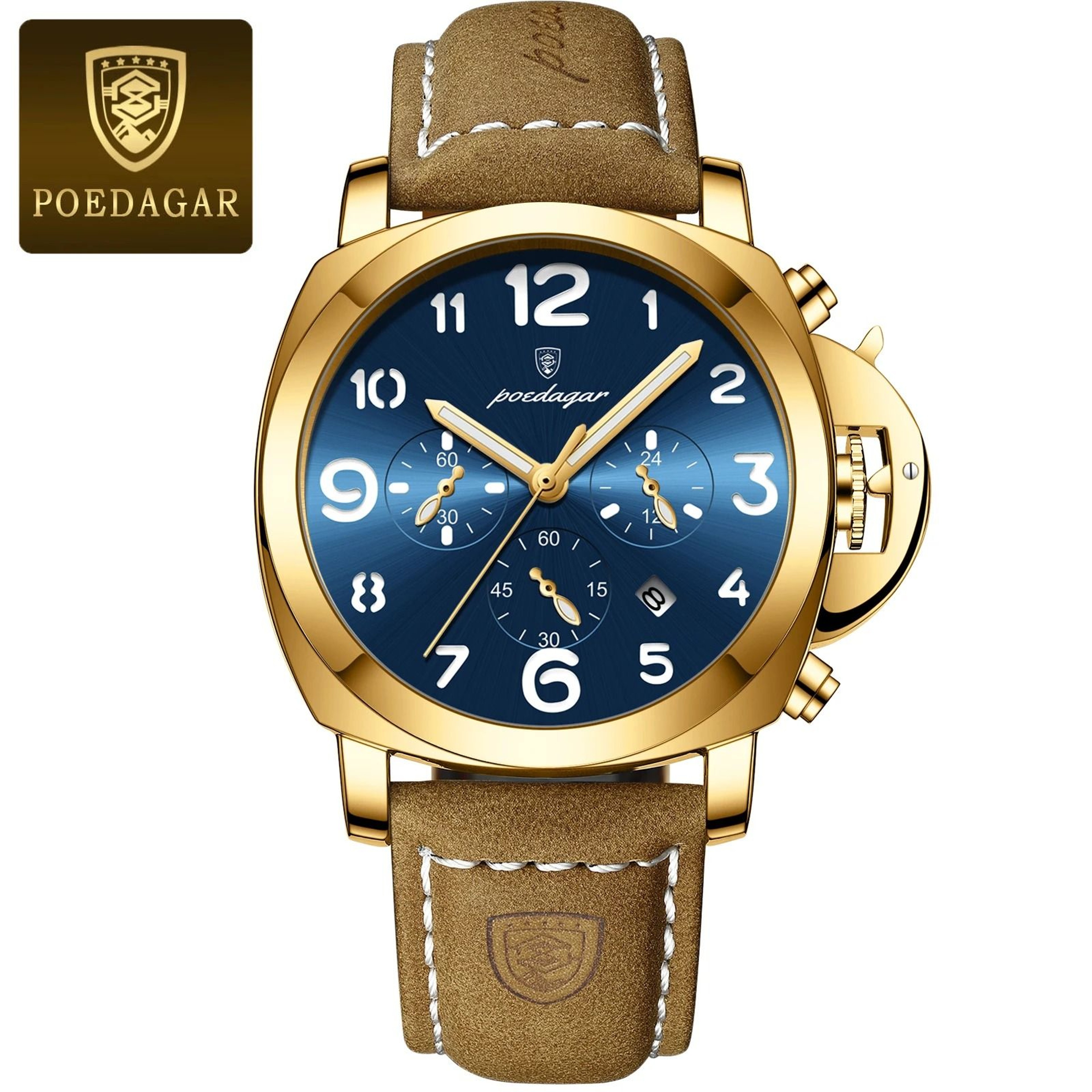 Luxury Military Waterproof Watch With Luminous Leather Strap Quartz Movement 12