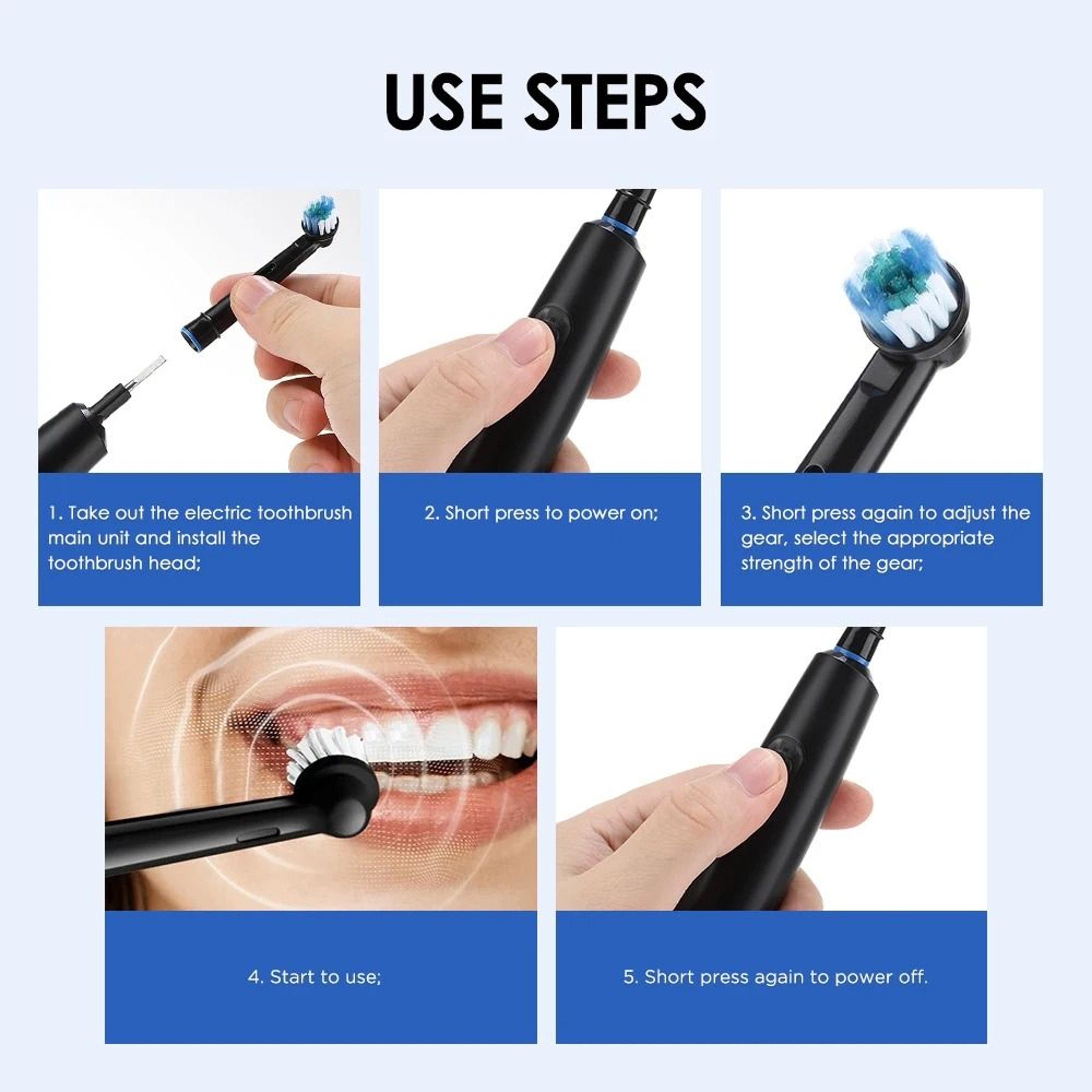 Rechargeable Electric Toothbrush With Timer And Multiple Brush Heads 4
