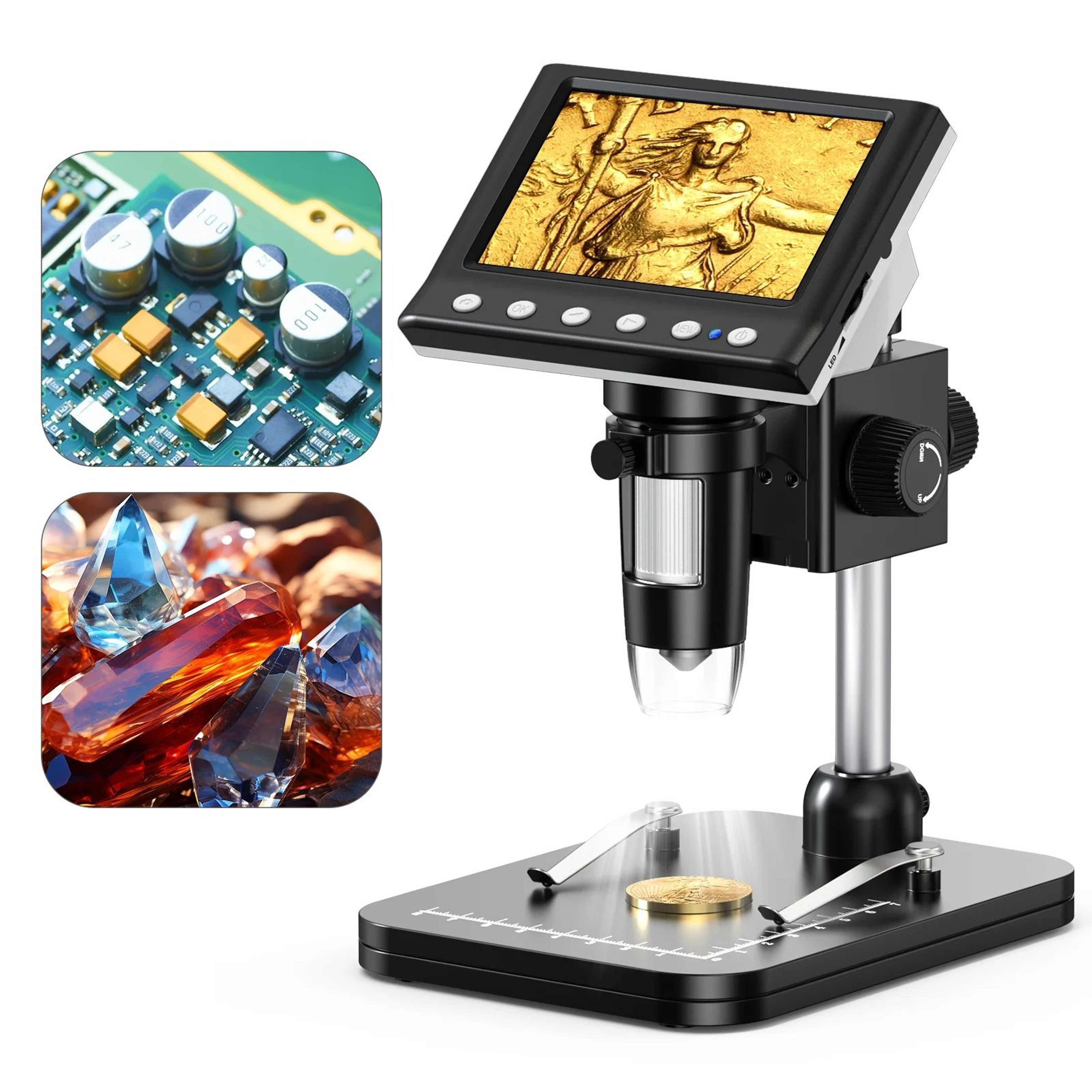 Digital Microscope 43 Inch Screen 1000X Magnification With 8 LED Lights 1