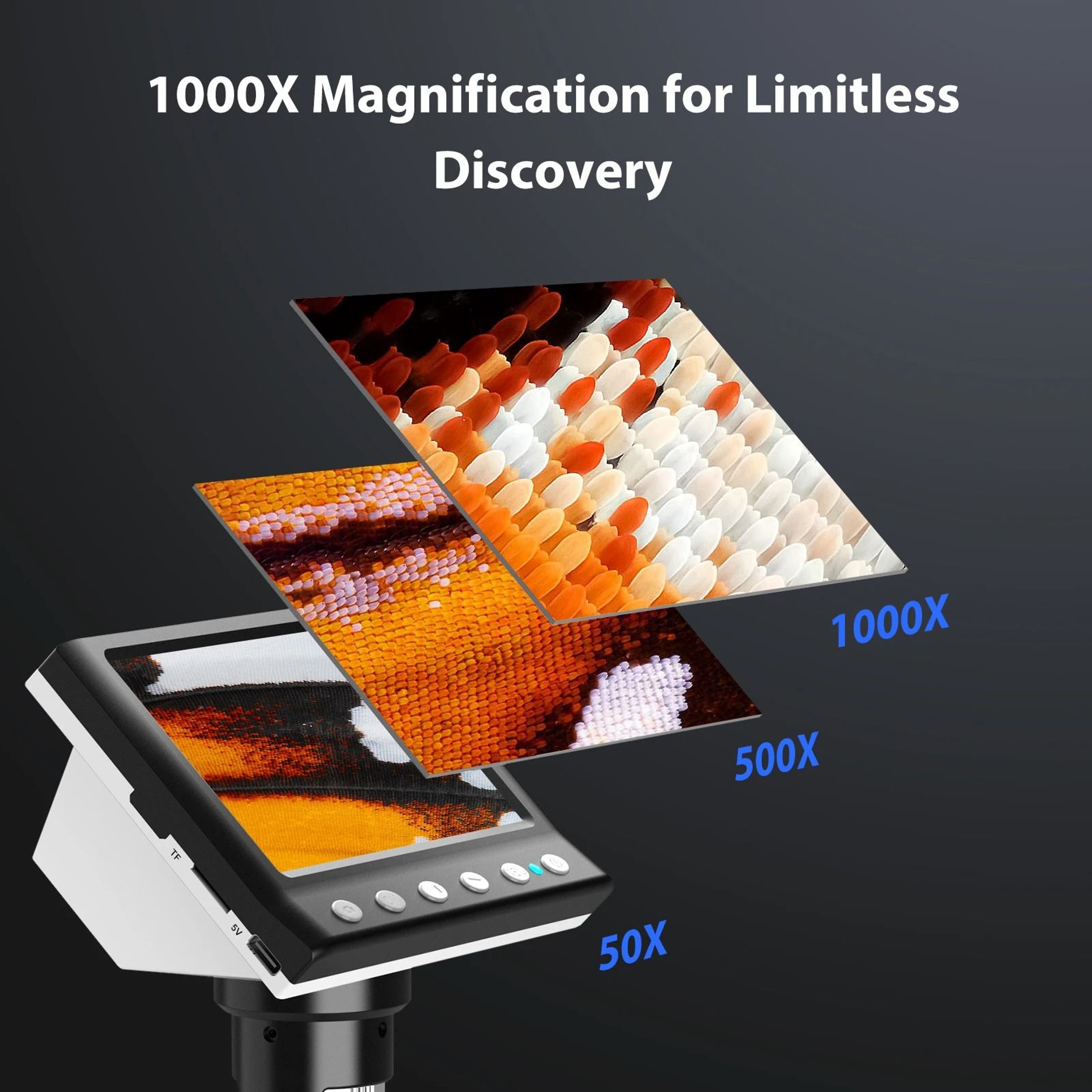 Digital Microscope 43 Inch Screen 1000X Magnification With 8 LED Lights 3