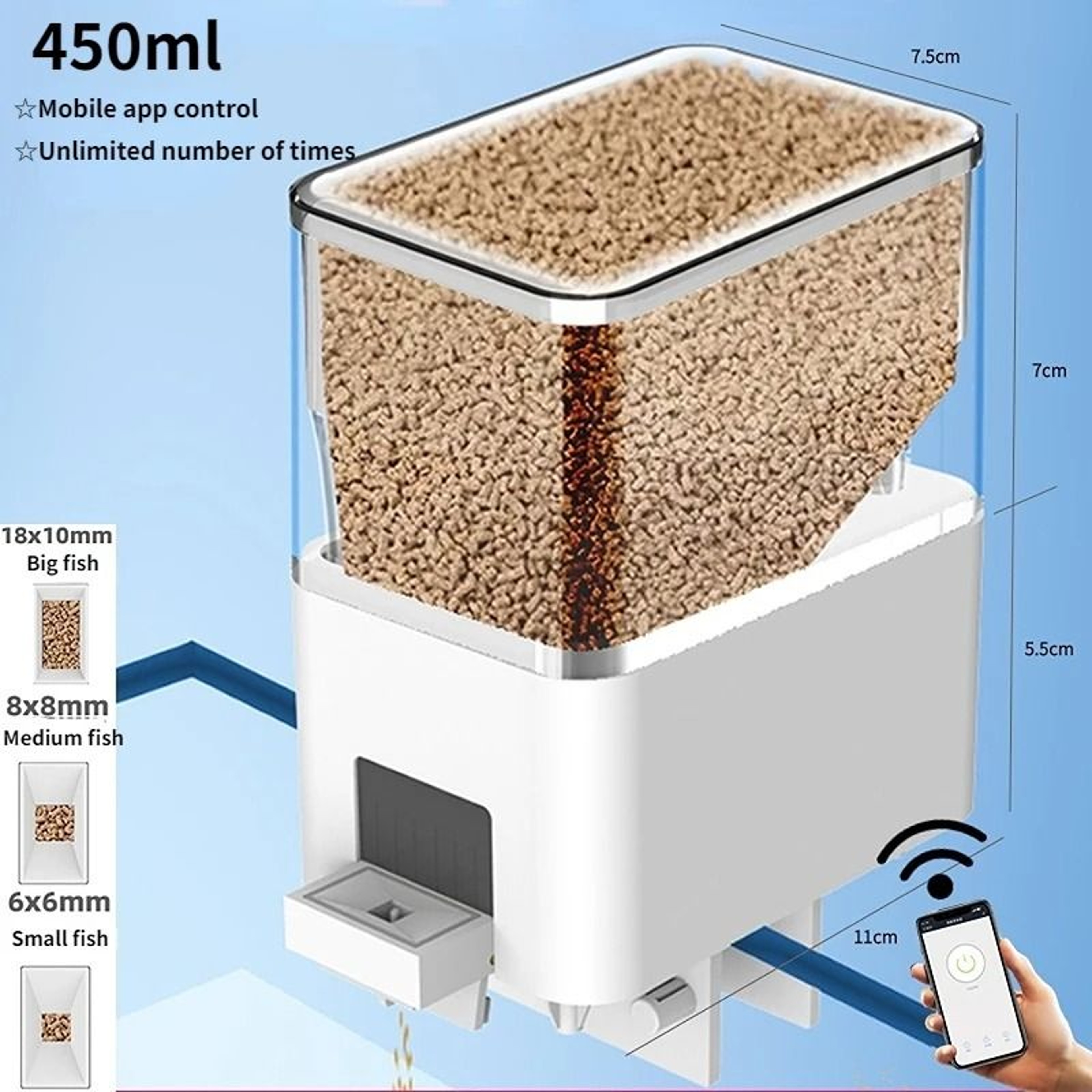 Automatic Aquarium Fish Feeder Smart WiFi App Control Voice Remote Fish Tank Feeding Dispenser 8