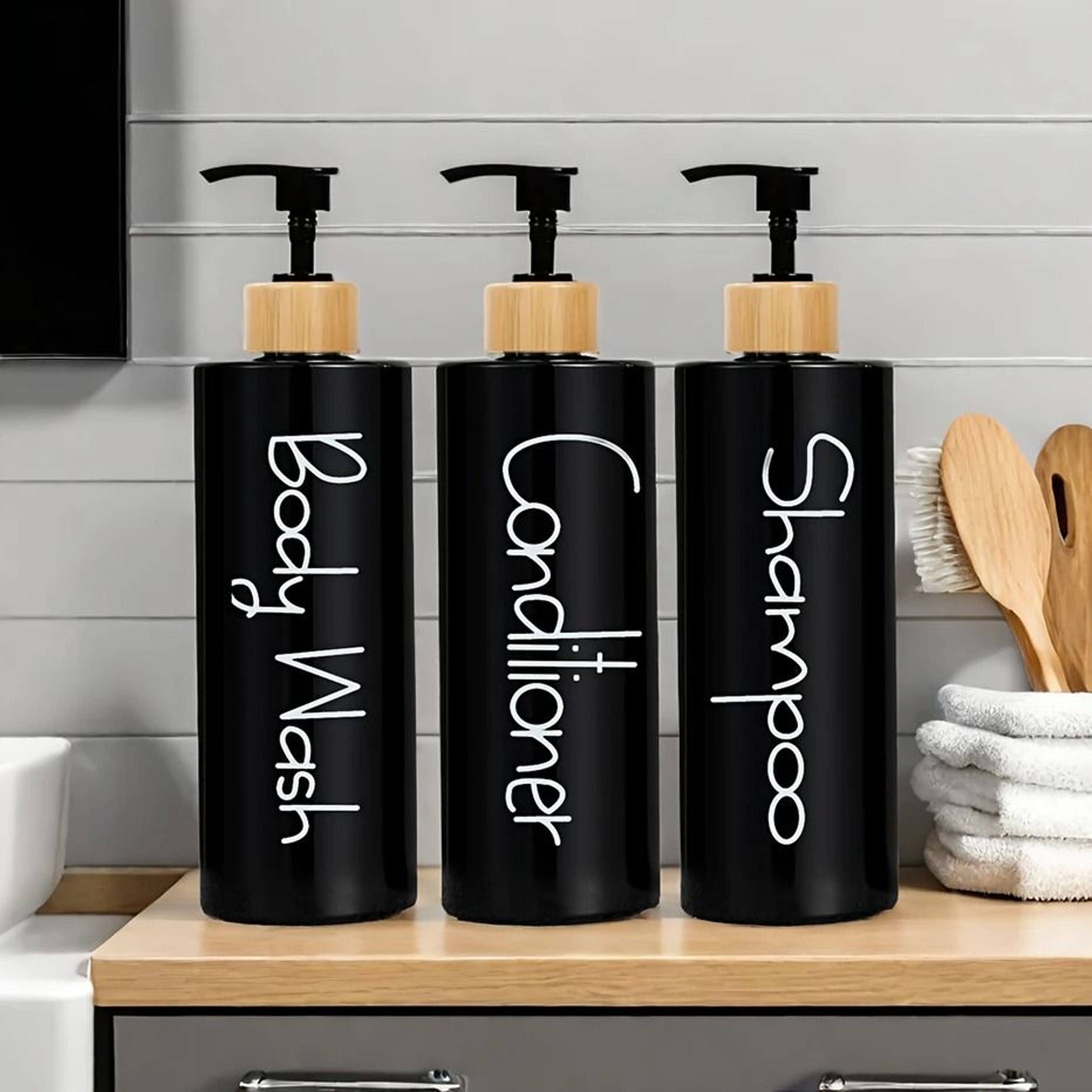 3PCS 500ml Refillable Soap Dispenser Bottles For Bathroom Shampoo And Shower Gel Pump Containers 1
