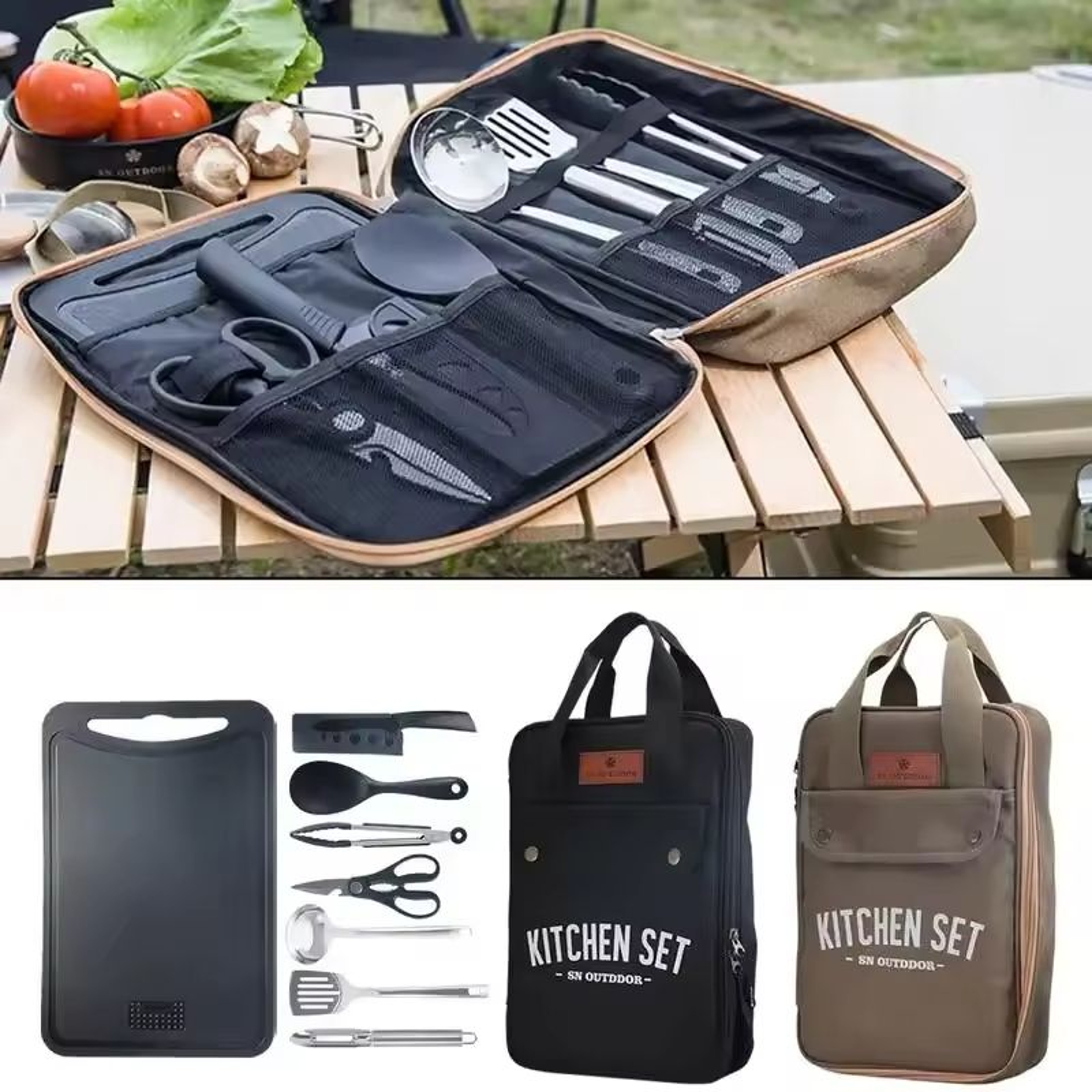 8pcs Camping Kitchen Cookware Set Portable Outdoor Travel Utensils Stainless Steel Cooking And Gril 0