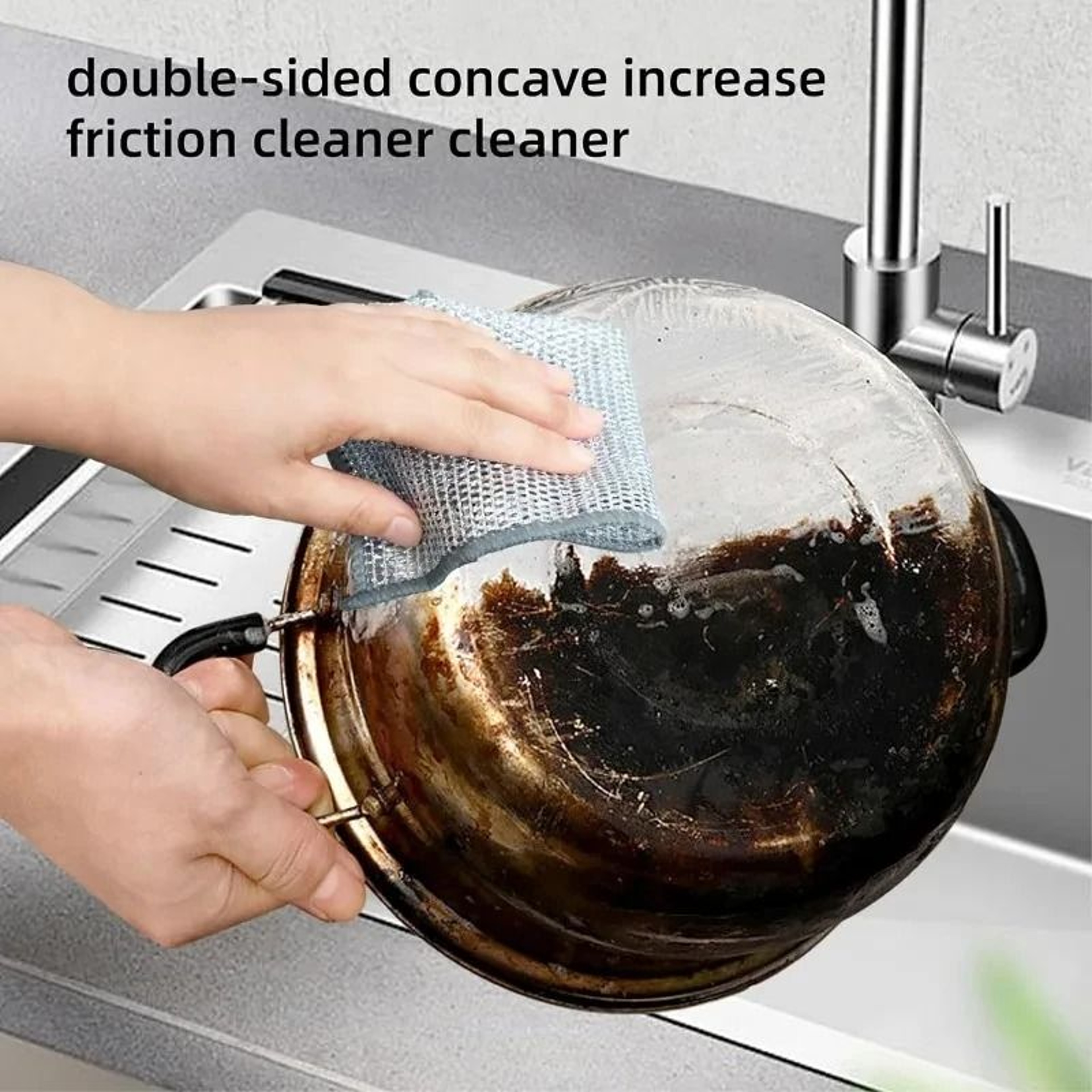 Steel Wire Cleaning Cloth NonScratch Double Layer Dishwashing Rags 3