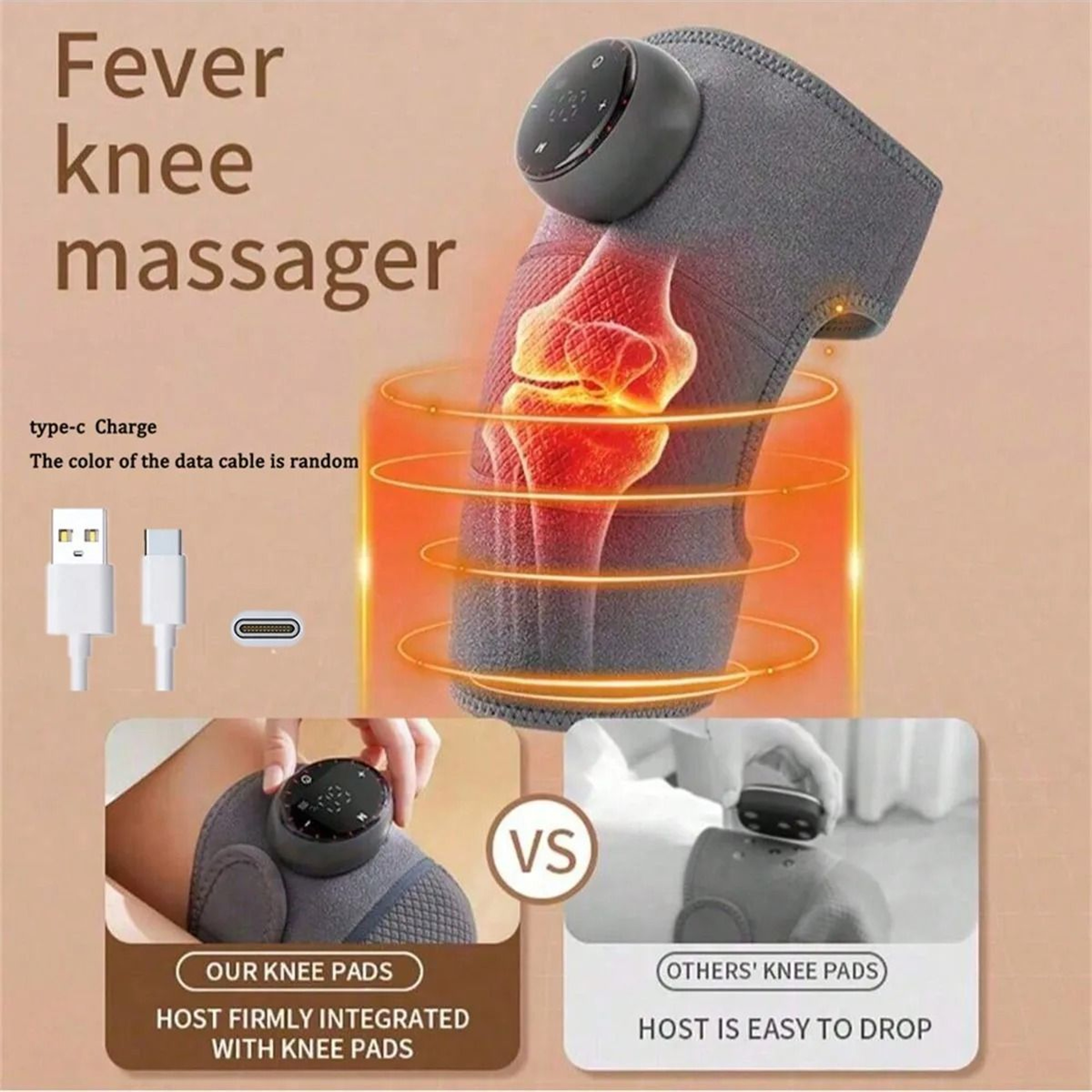 Rechargeable Heated Knee Massager With Adjustable Heating And Vibration Therapy 4