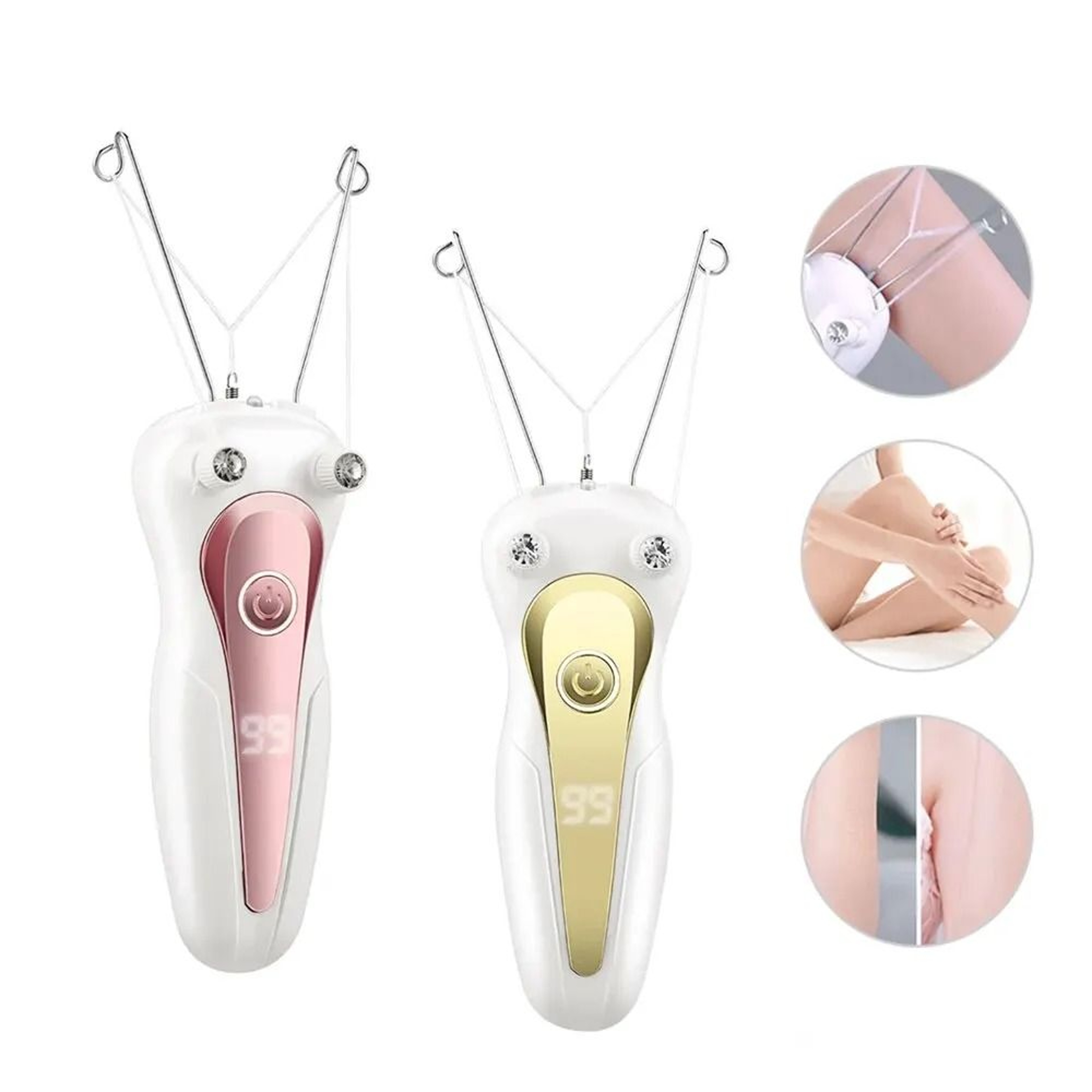 Electric Body Hair Remover Cotton Thread Epilator With Rechargeable Battery And LED Light 0