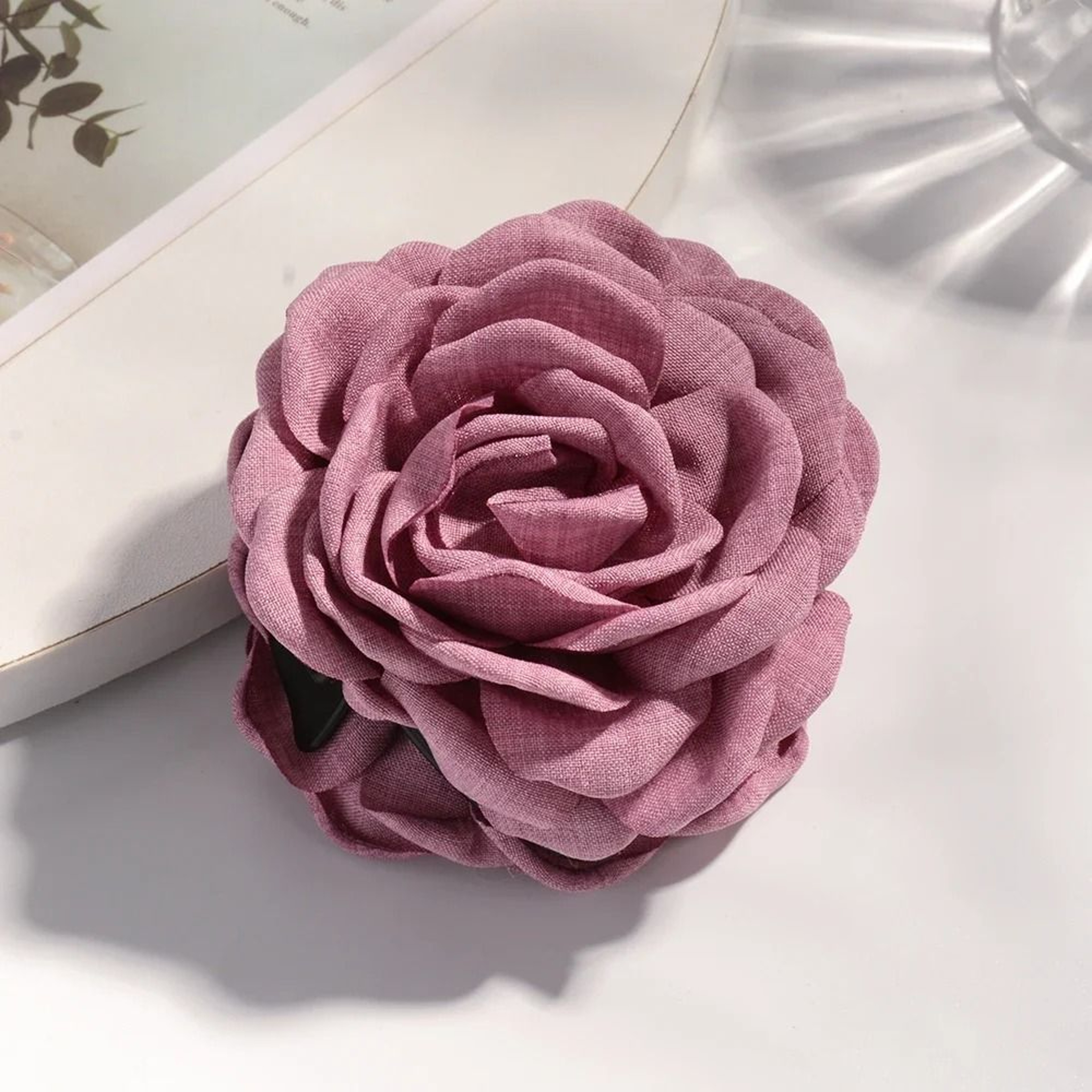 Cotton Rose Flower Hair Claw Clip  16 Colors Medium Size Shark Clamp For Women 10
