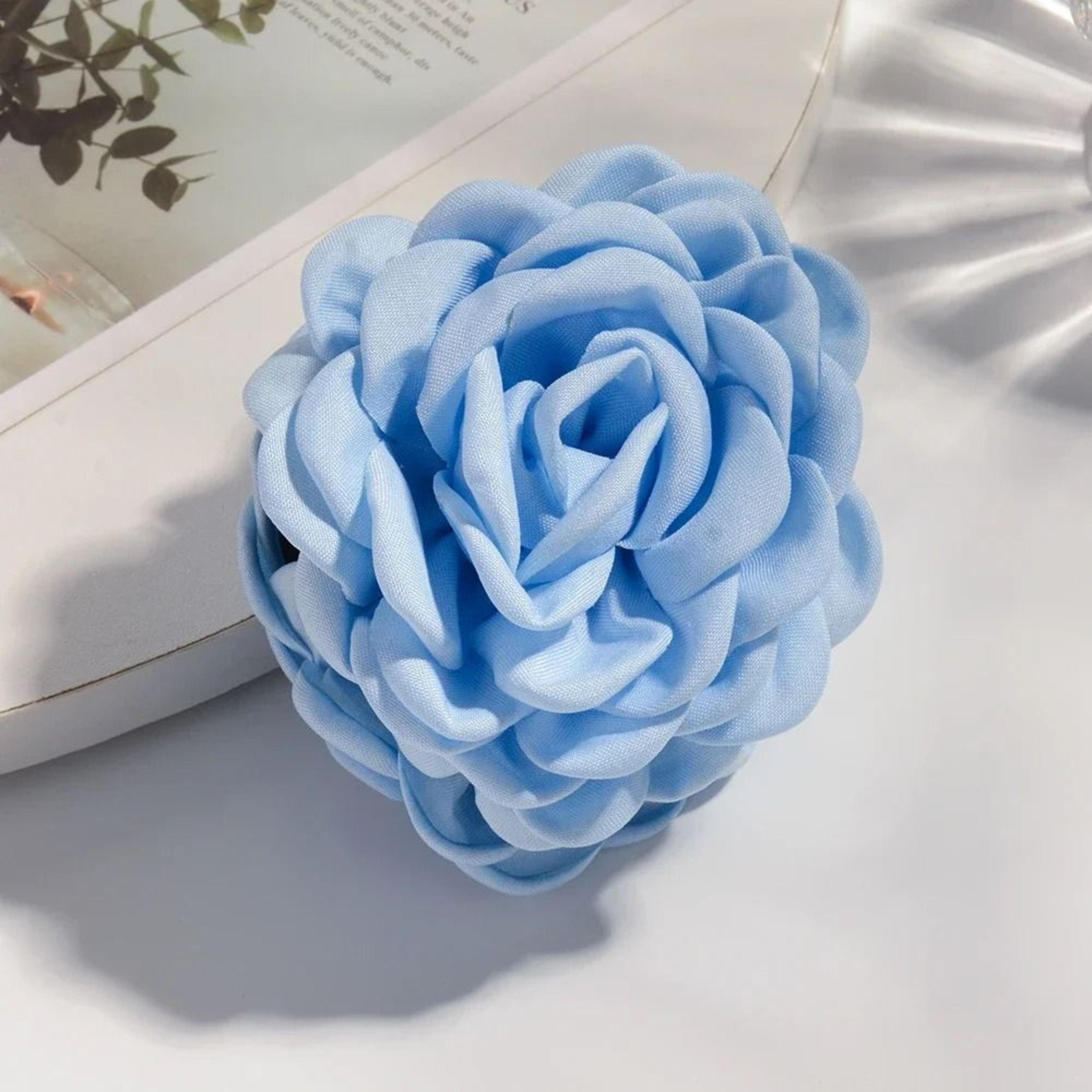 Cotton Rose Flower Hair Claw Clip  16 Colors Medium Size Shark Clamp For Women 19