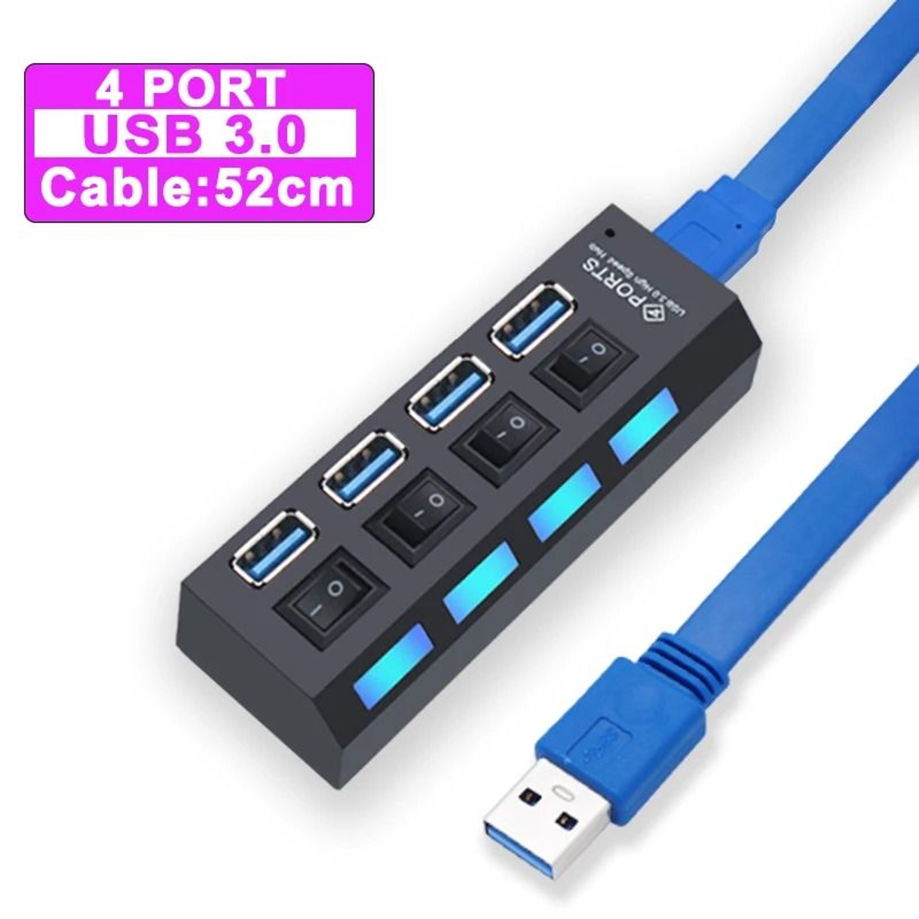 USB Hub Expander With Multiple Ports And Power Switch For PC Accessories 8