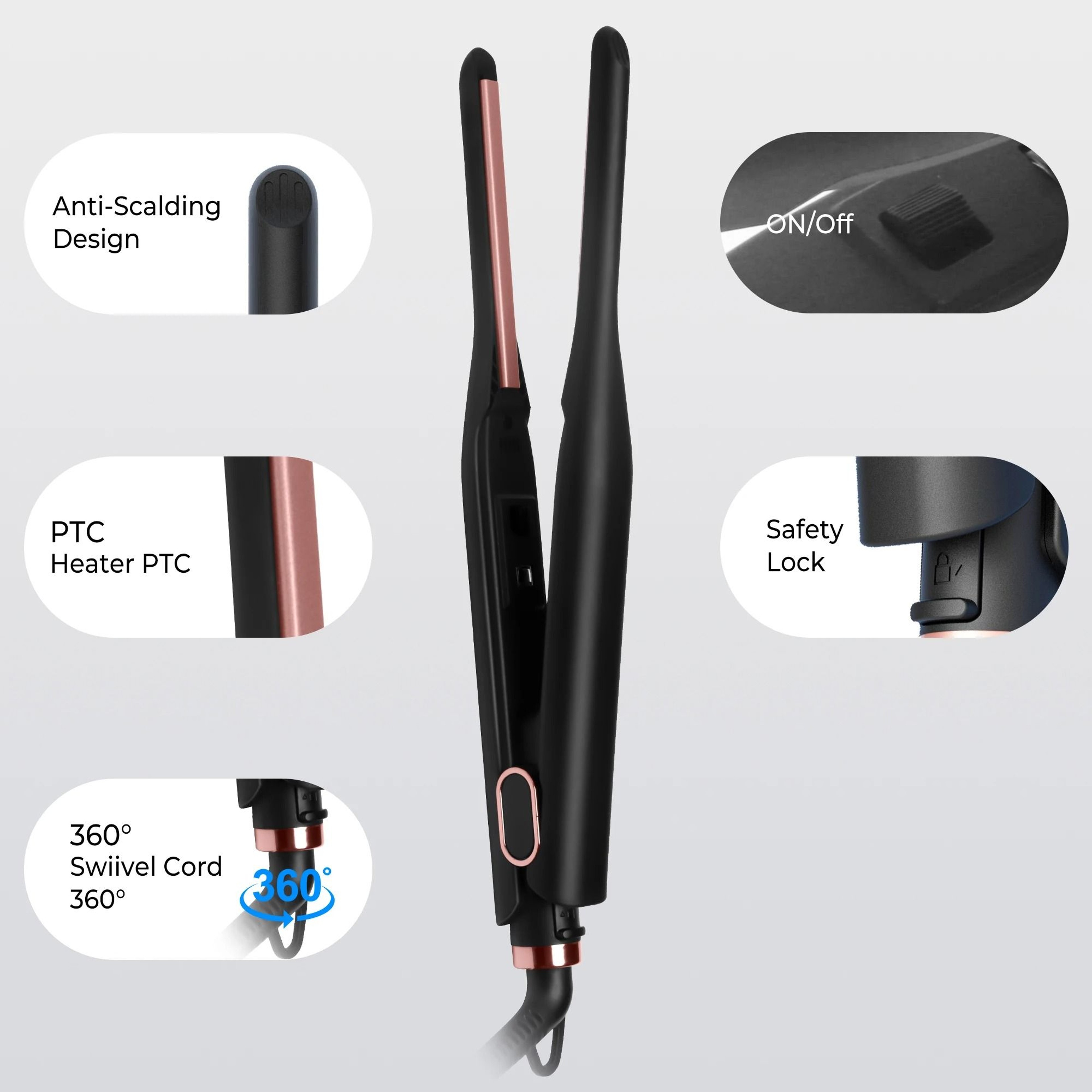 Mini Flat Iron For Short Hair And Beard With Adjustable Temperature 3