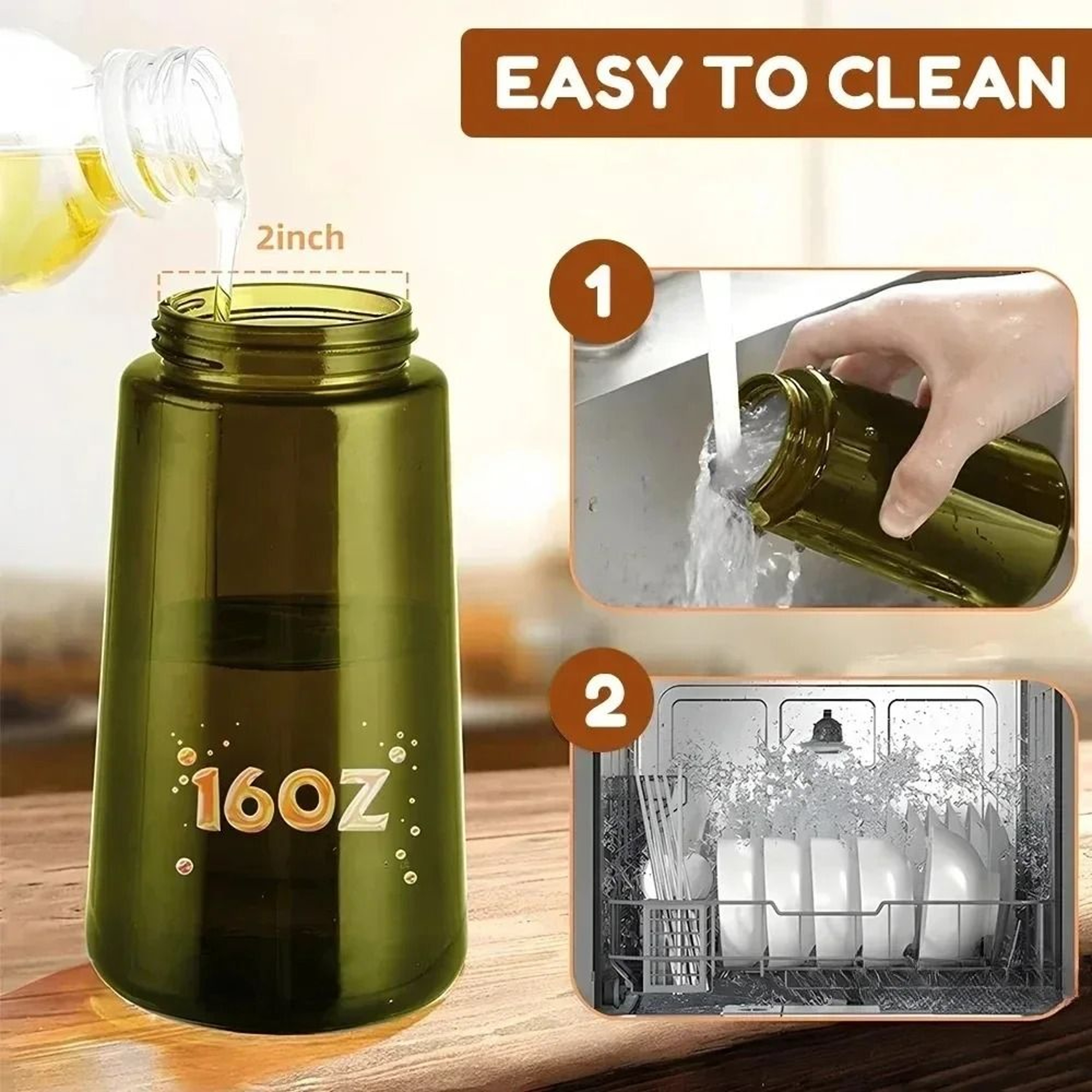 Olive Oil Dispenser Bottle 470ml Dark Green Glass Oil Sprayer 3