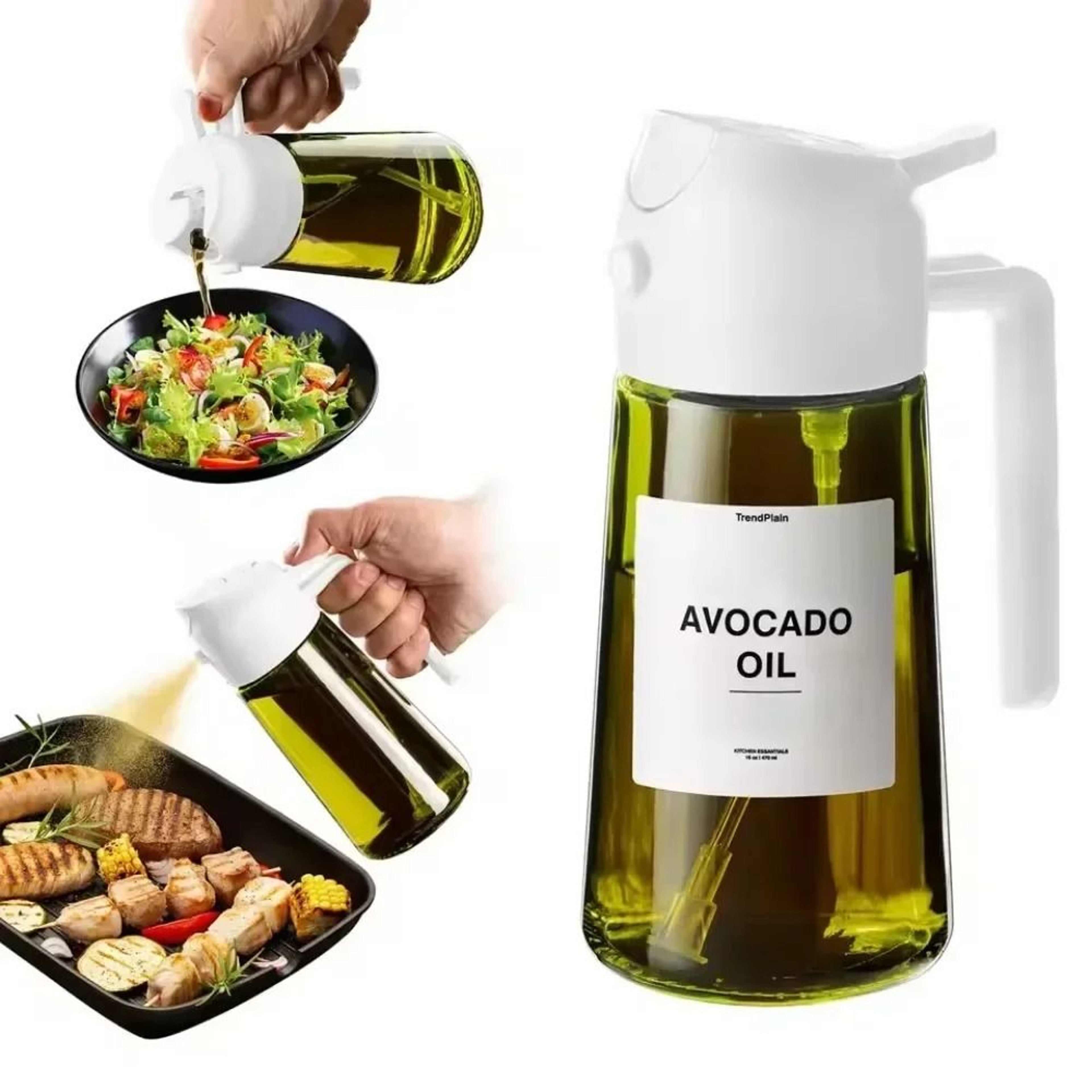 Olive Oil Dispenser Bottle 470ml Dark Green Glass Oil Sprayer 8