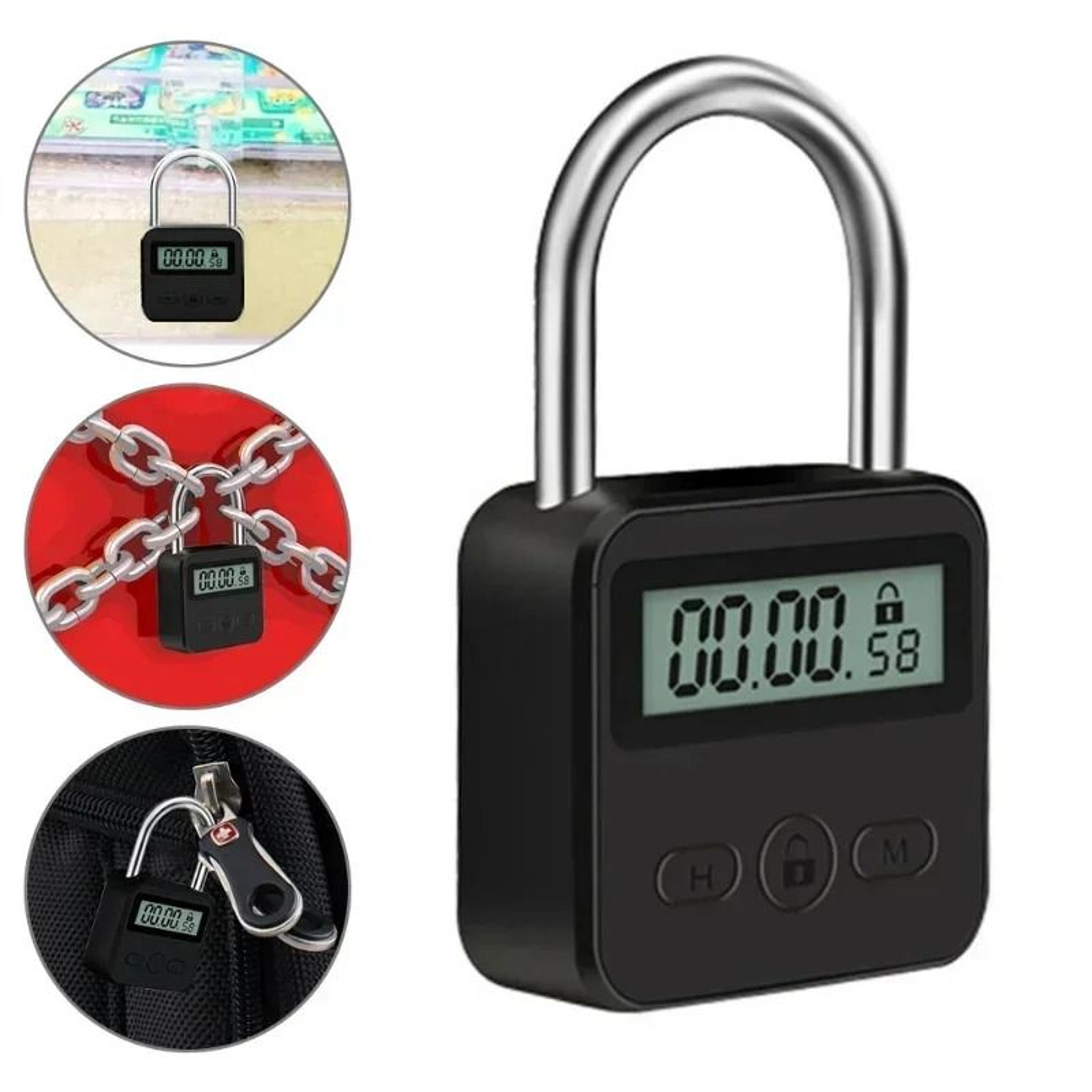 Multifunctional LCD Display Time Lock Waterproof USB Rechargeable Smart Timer Padlock For Travel An 6