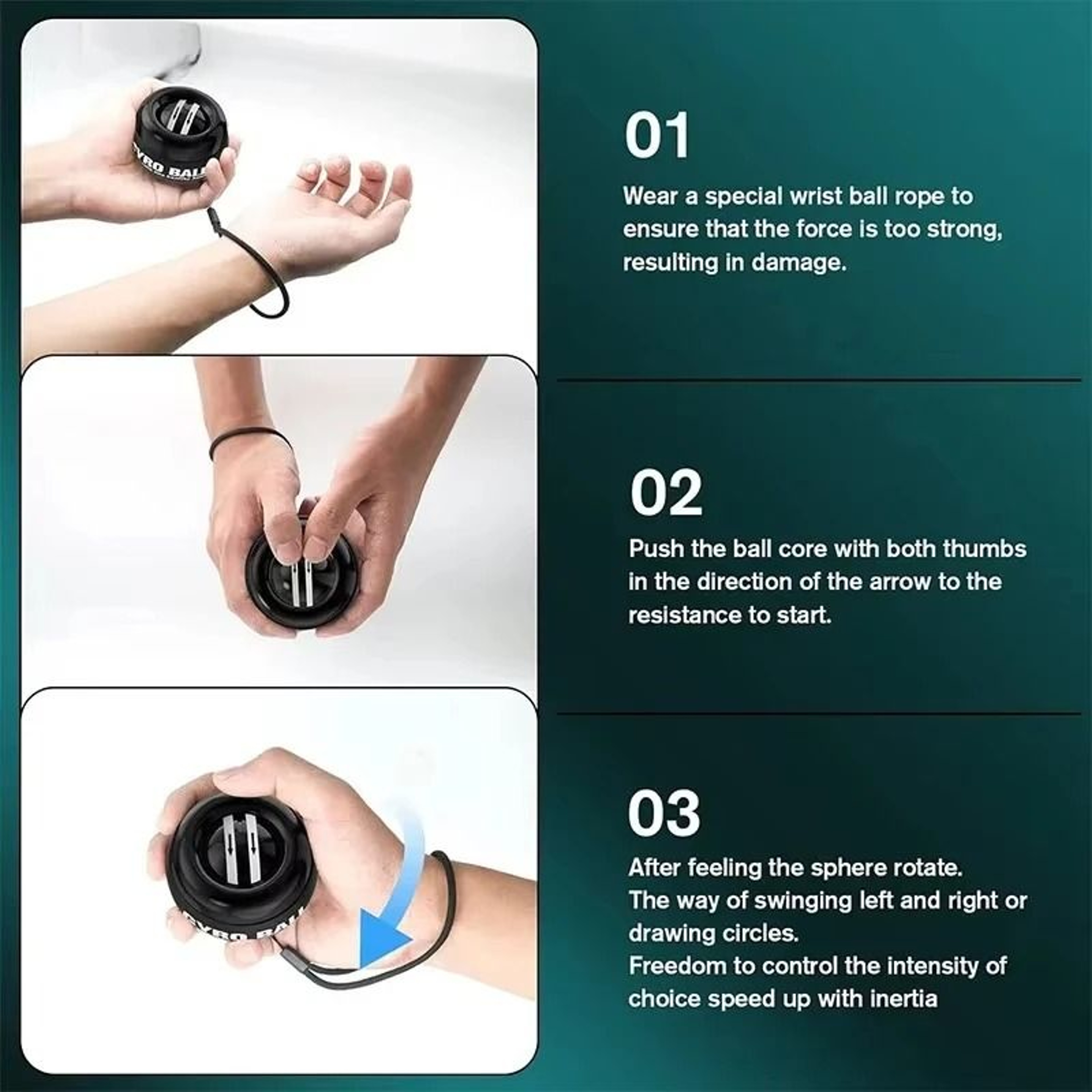 LED Powerball Wrist Trainer Gyro SelfStarting Strengthener For Forearm And Muscle Training 5