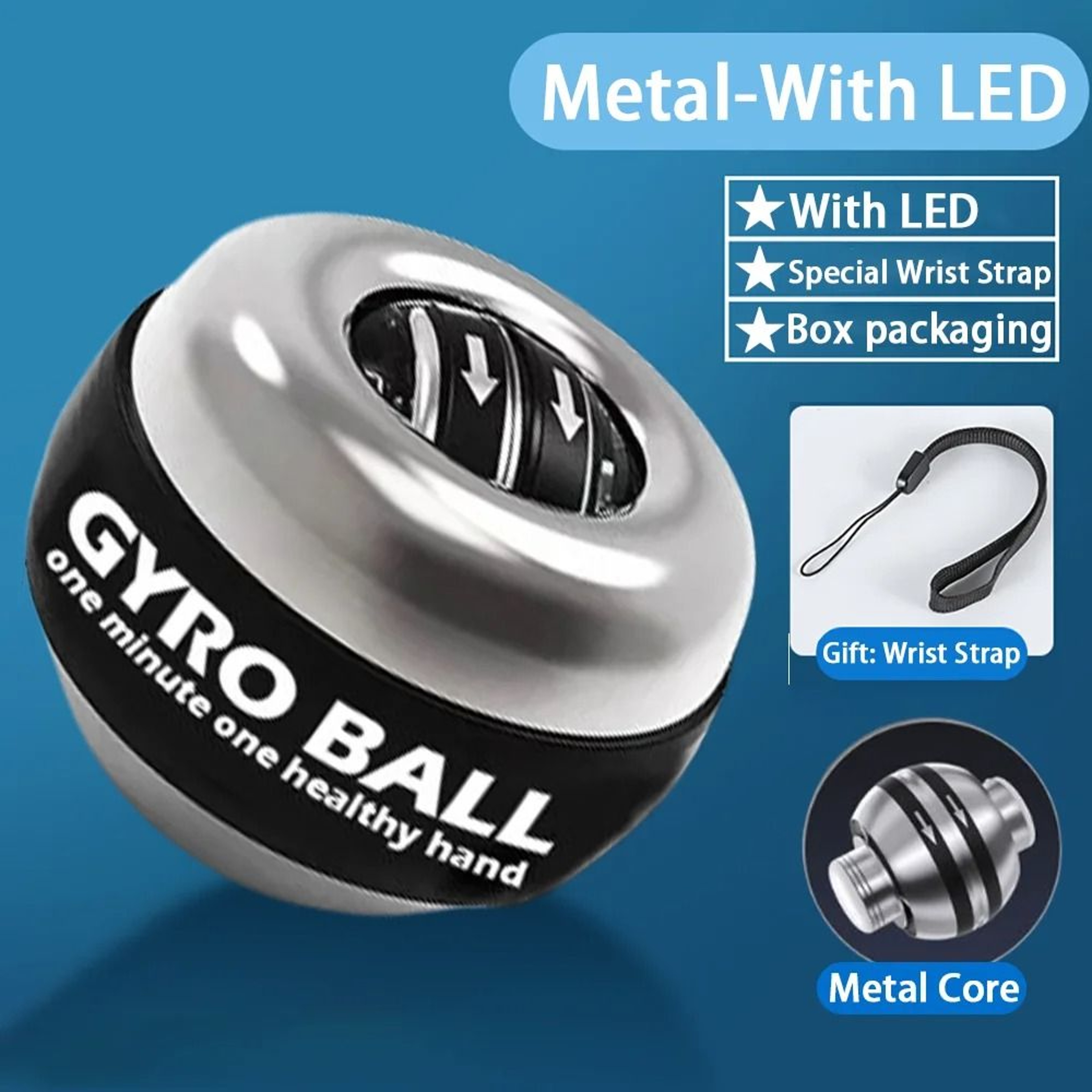 LED Powerball Wrist Trainer Gyro SelfStarting Strengthener For Forearm And Muscle Training 9