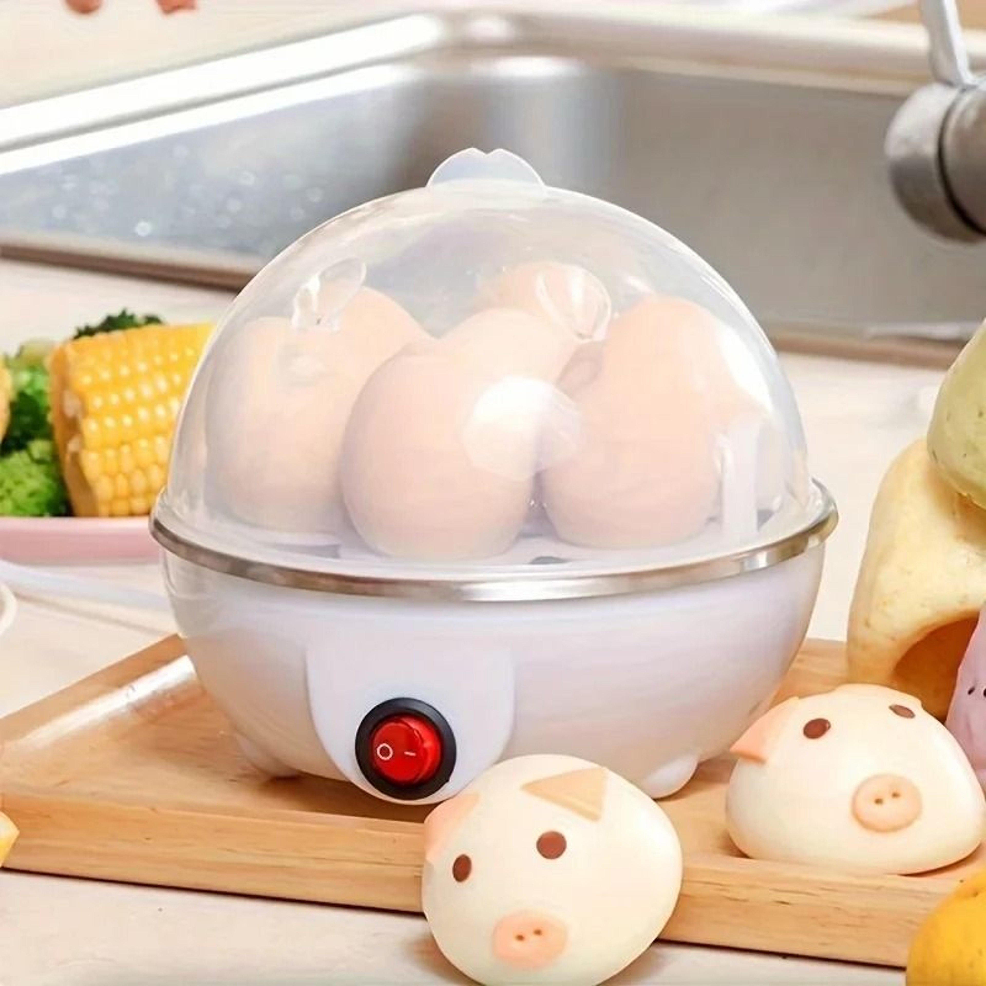 Egg Cooker Automatic Power Off 7 Egg Steamer For Breakfast And Custard 0