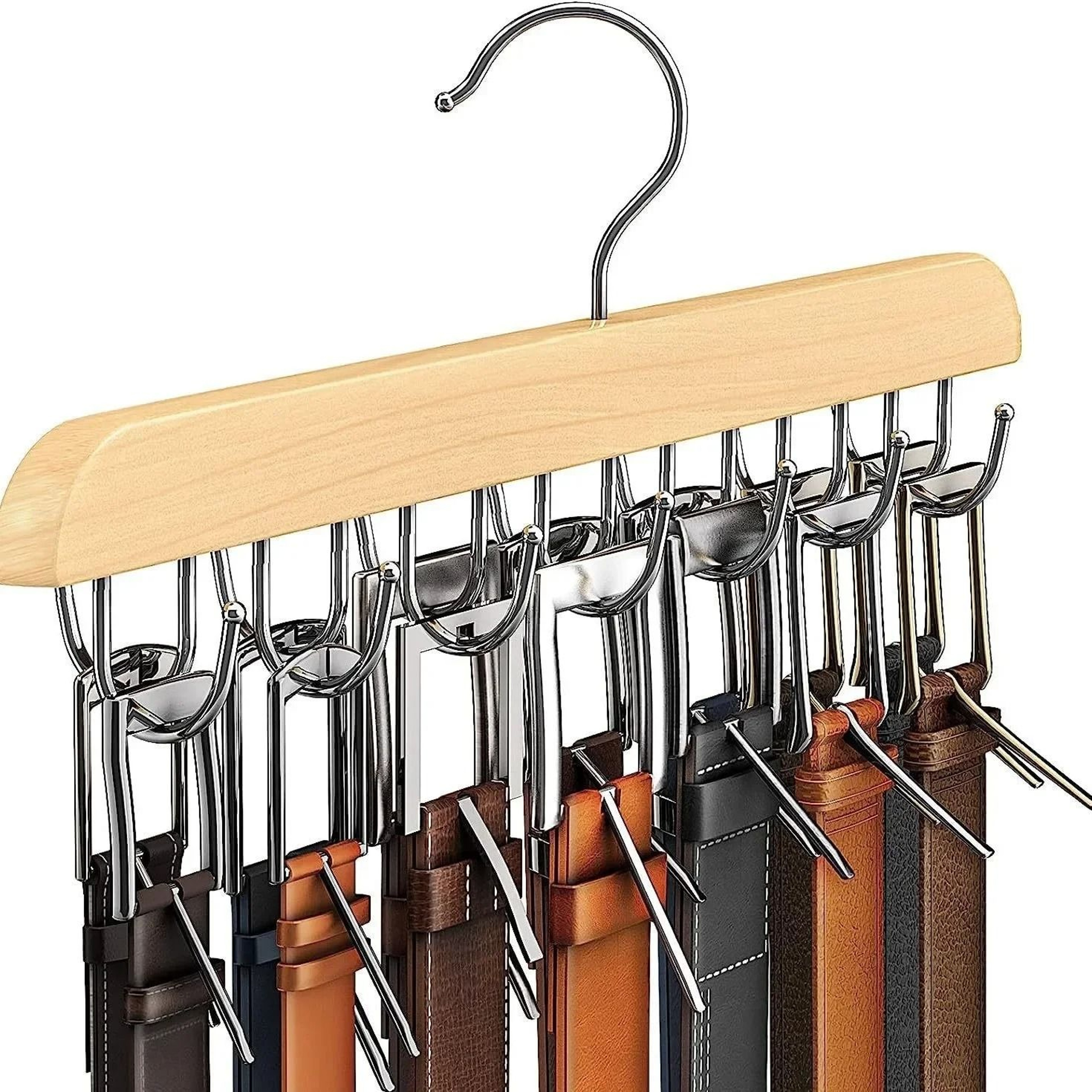 Wooden Belt And Scarf Hanger Organizer For Closet Storage 5