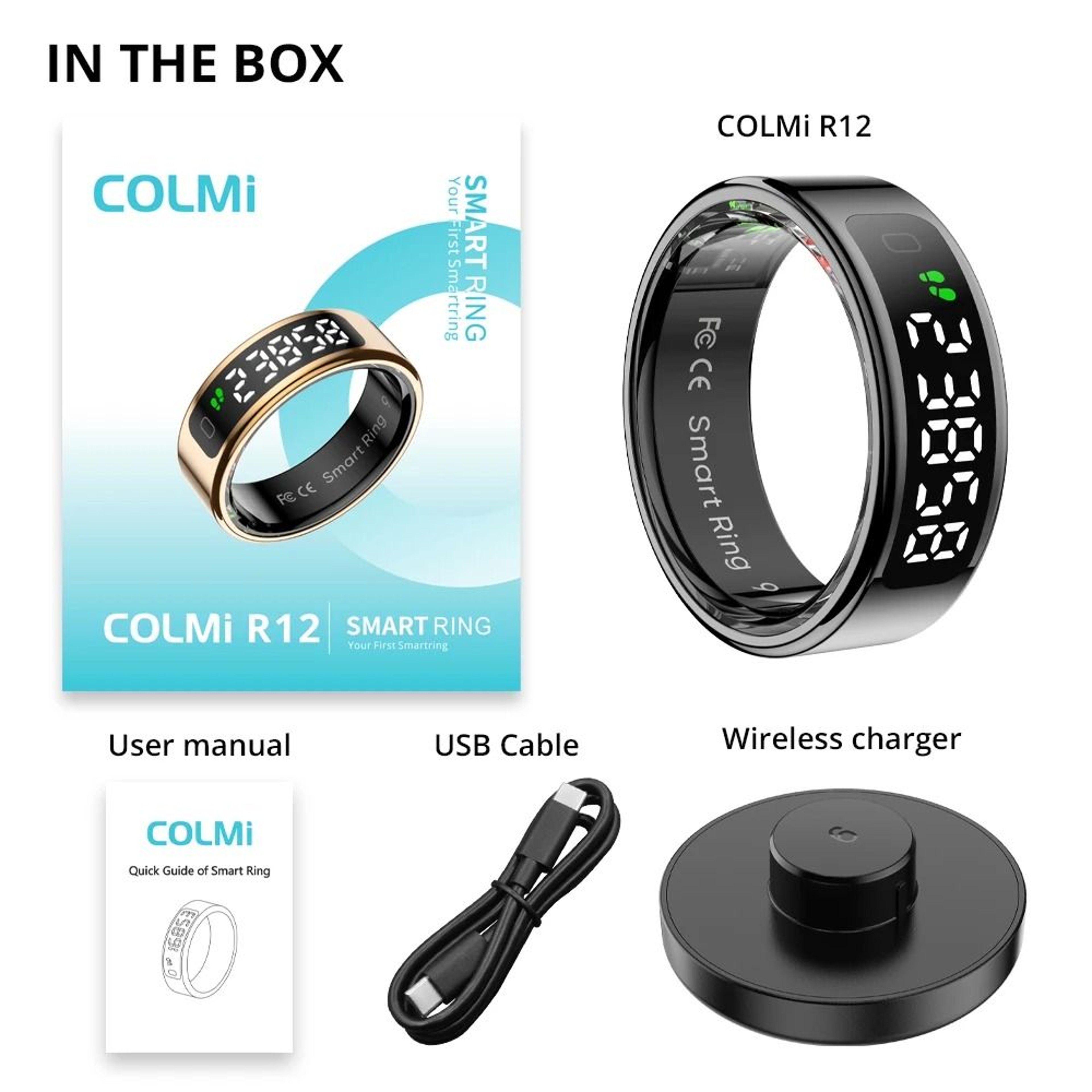 Smart Ring With Display Screen And Wireless Charging Waterproof Fitness Health Tracker 6