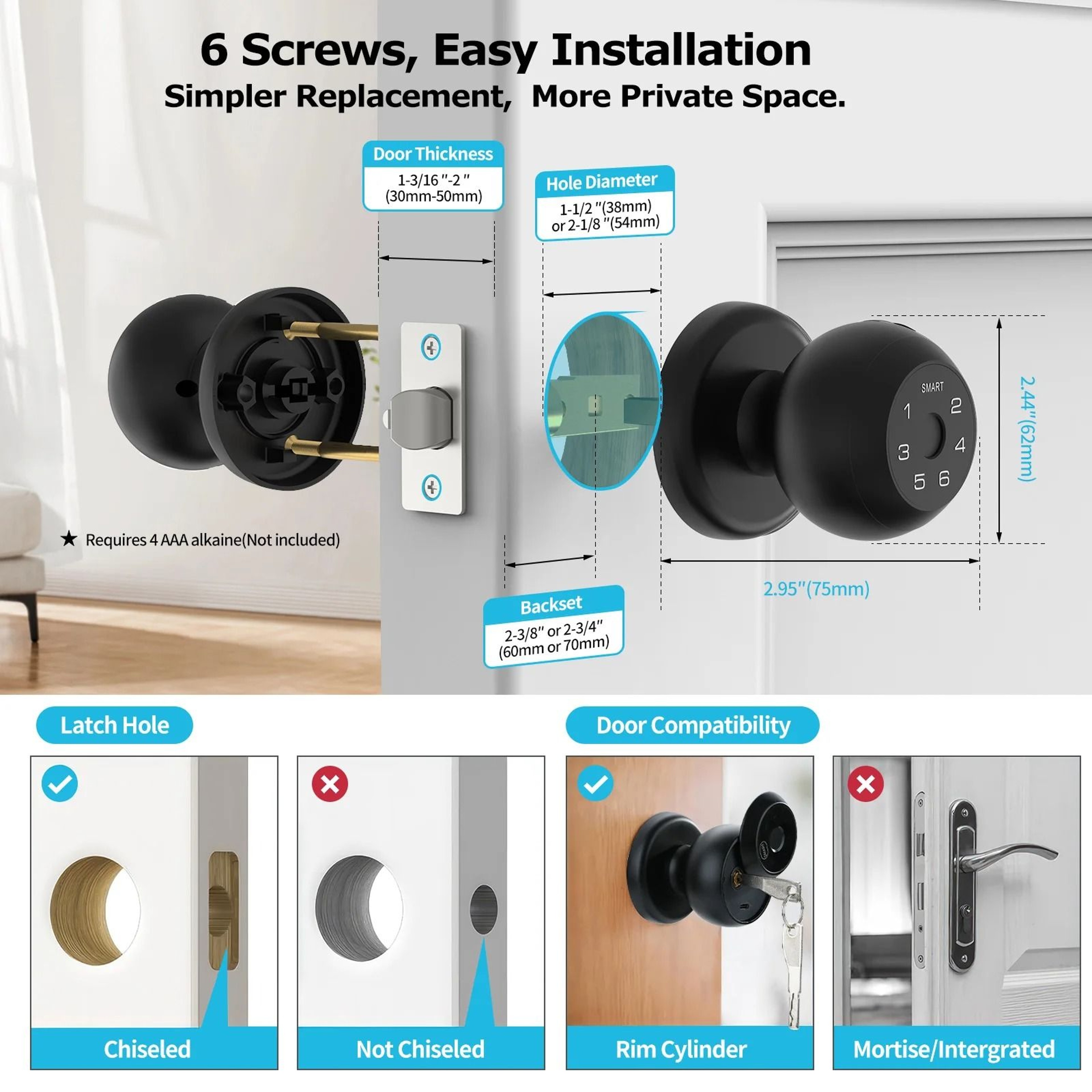 Smart Fingerprint Door Lock With App Control Passcode Unlock And Touchscreen Keypad 3