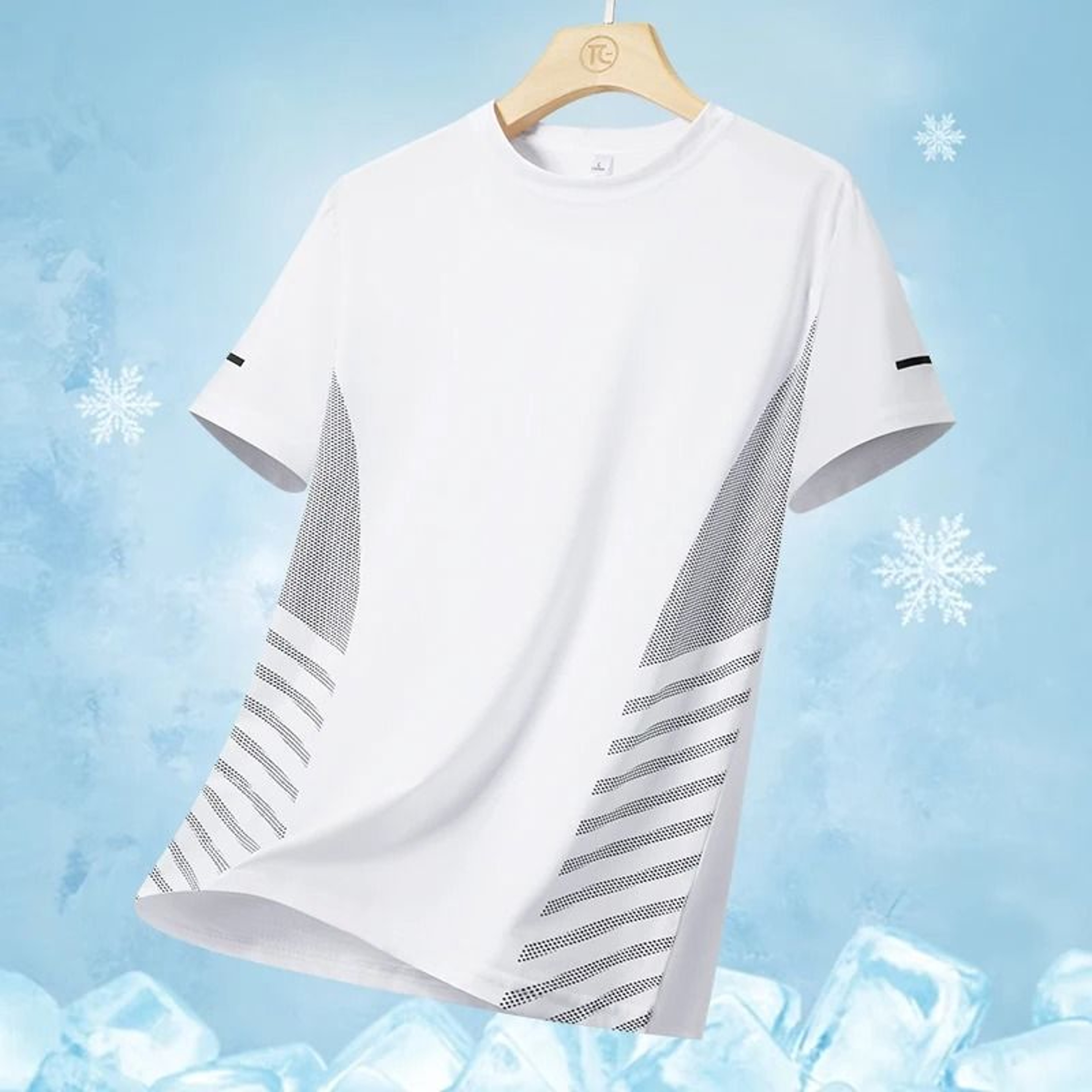 Mens Running TShirt  Quick Dry Ice Silk Fitness Top With Reflective Print Breathable Short Sleeve U 13