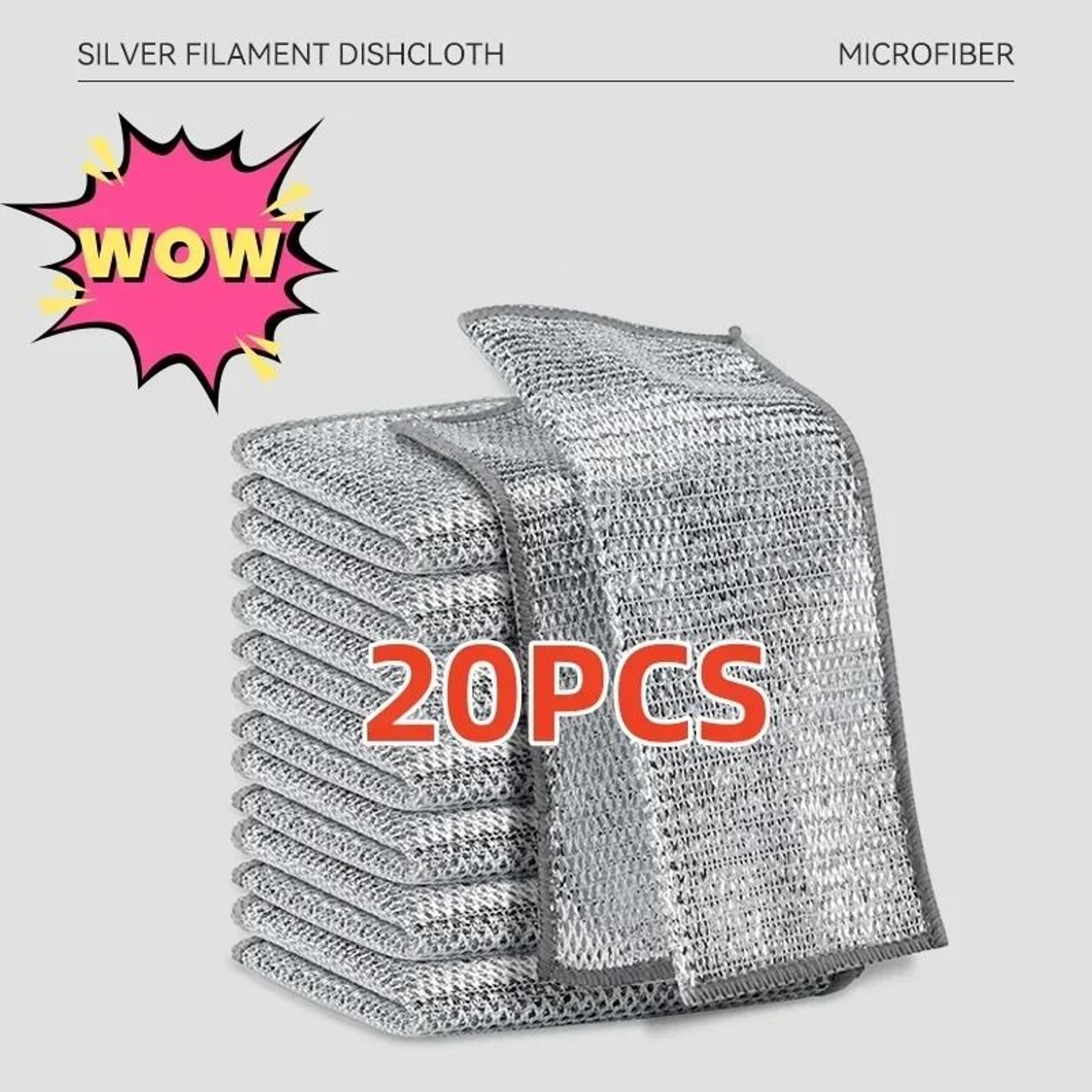 Silver Wire Cleaning Cloths 20pcs Double Sided Dishwashing Pads For Kitchen And Stovetop 0