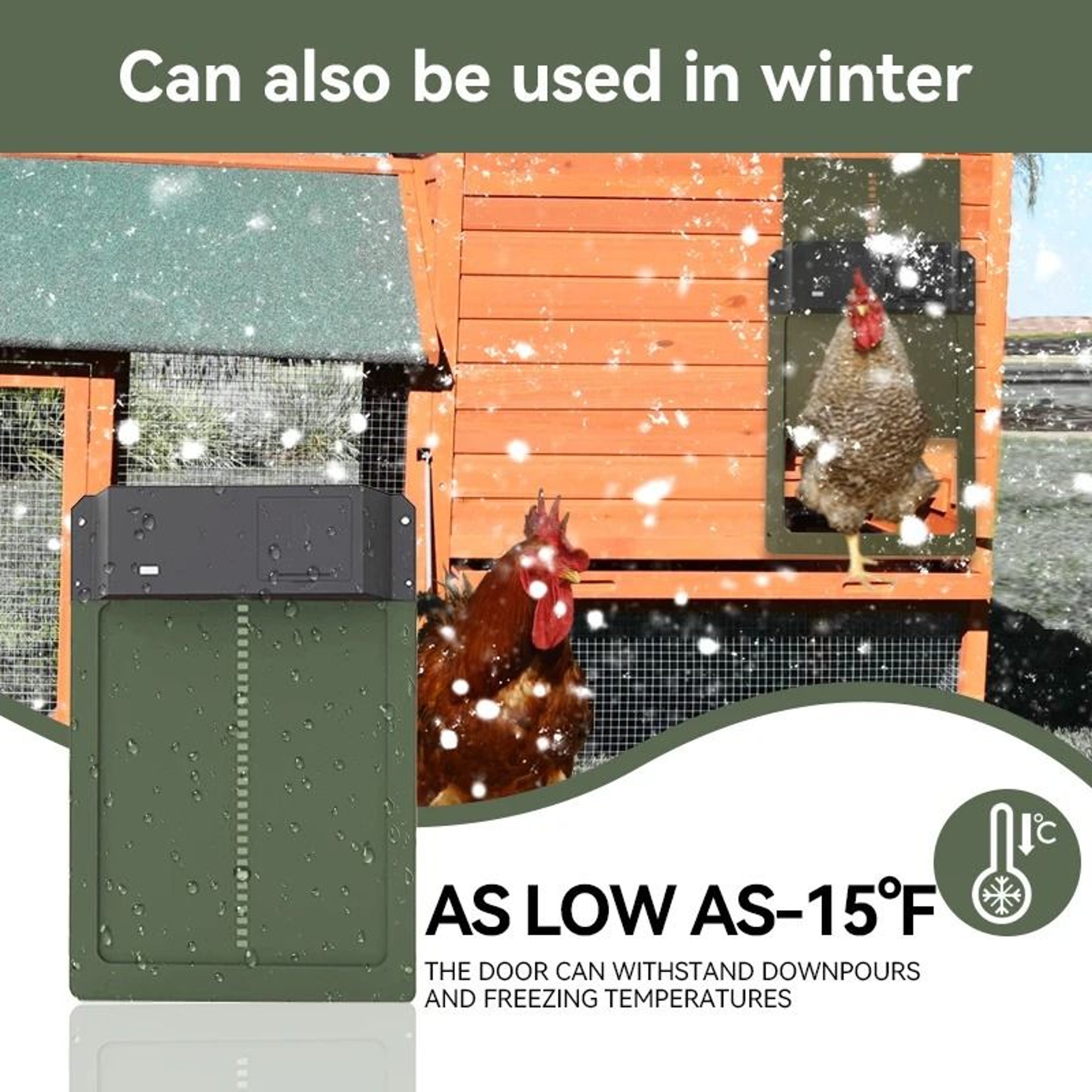 Automatic Chicken Coop Door Opener With Light Sensor And Waterproof Battery Power 3