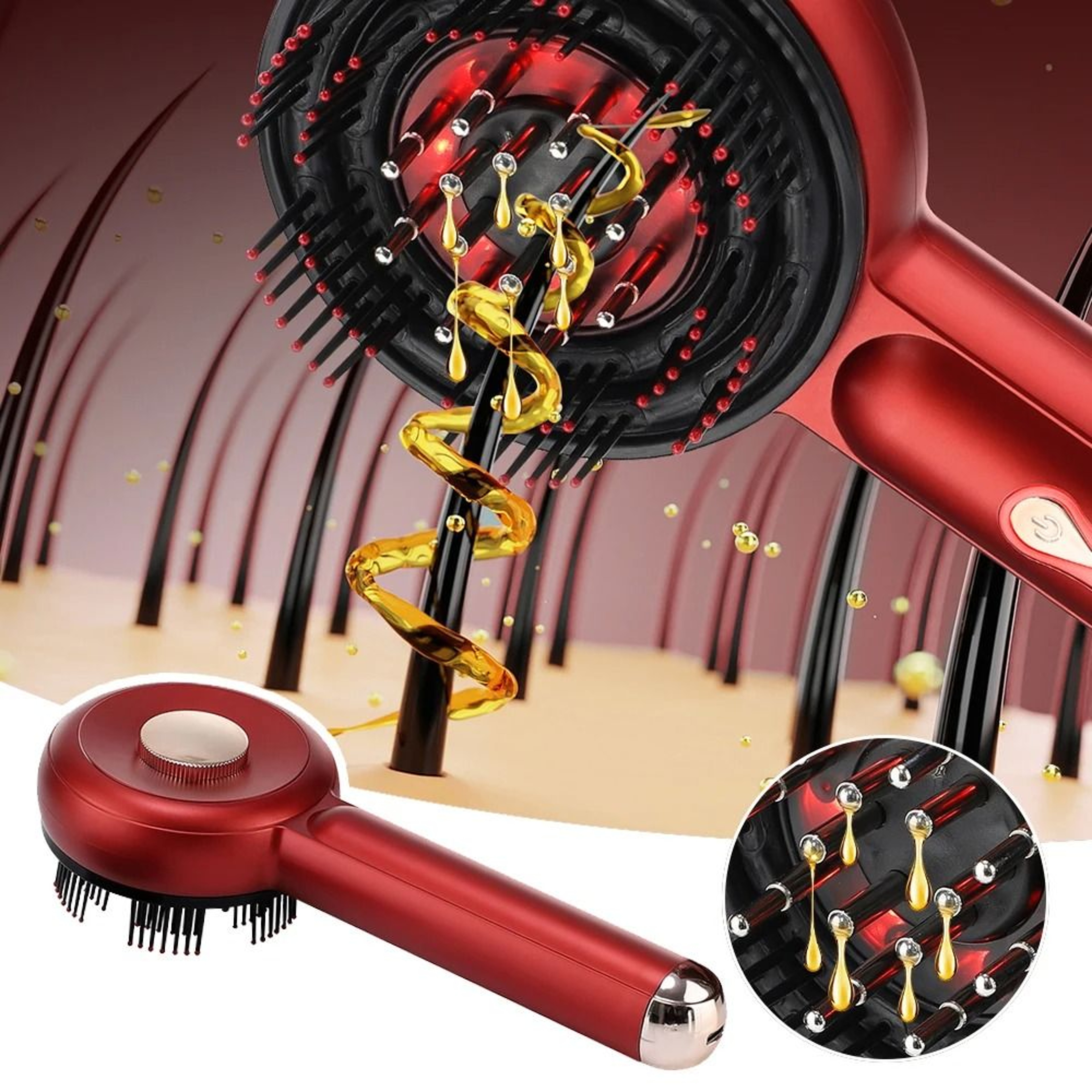 Electric Microcurrent Hair Massage Comb With Red Light Therapy And Scalp Kneading Function 0