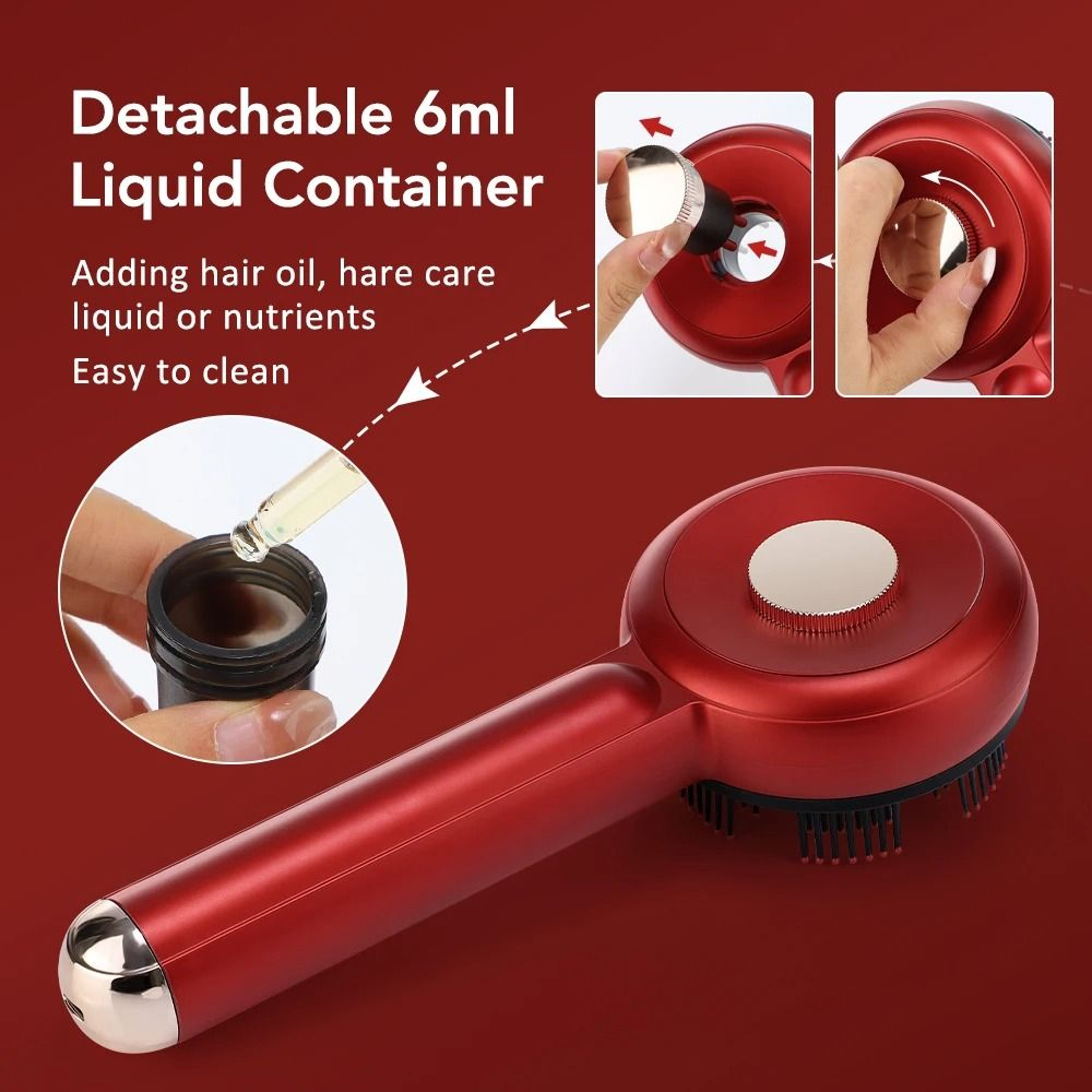 Electric Microcurrent Hair Massage Comb With Red Light Therapy And Scalp Kneading Function 5