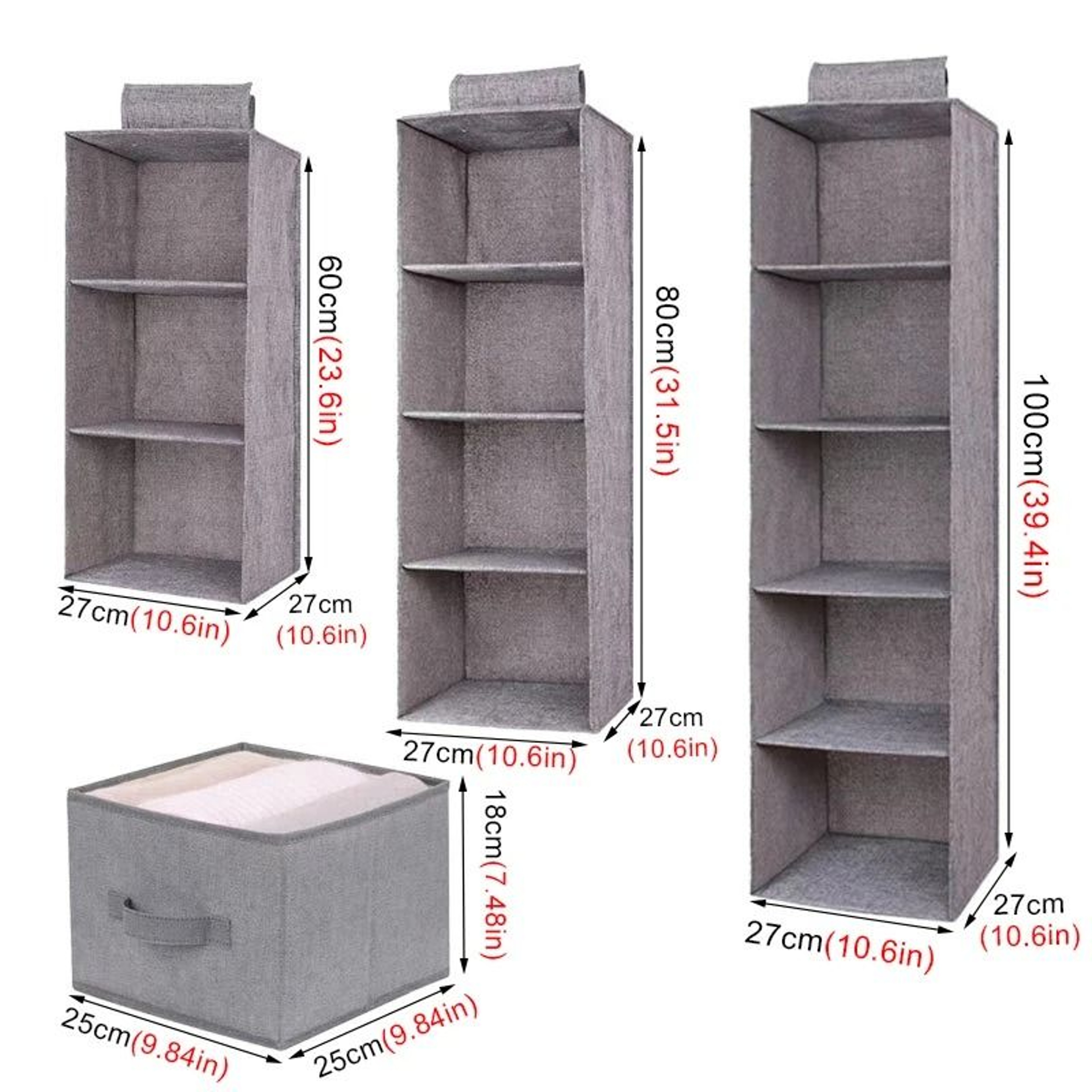 Hanging Closet Organizer With Drawers Foldable Clothes Storage Shelves 3