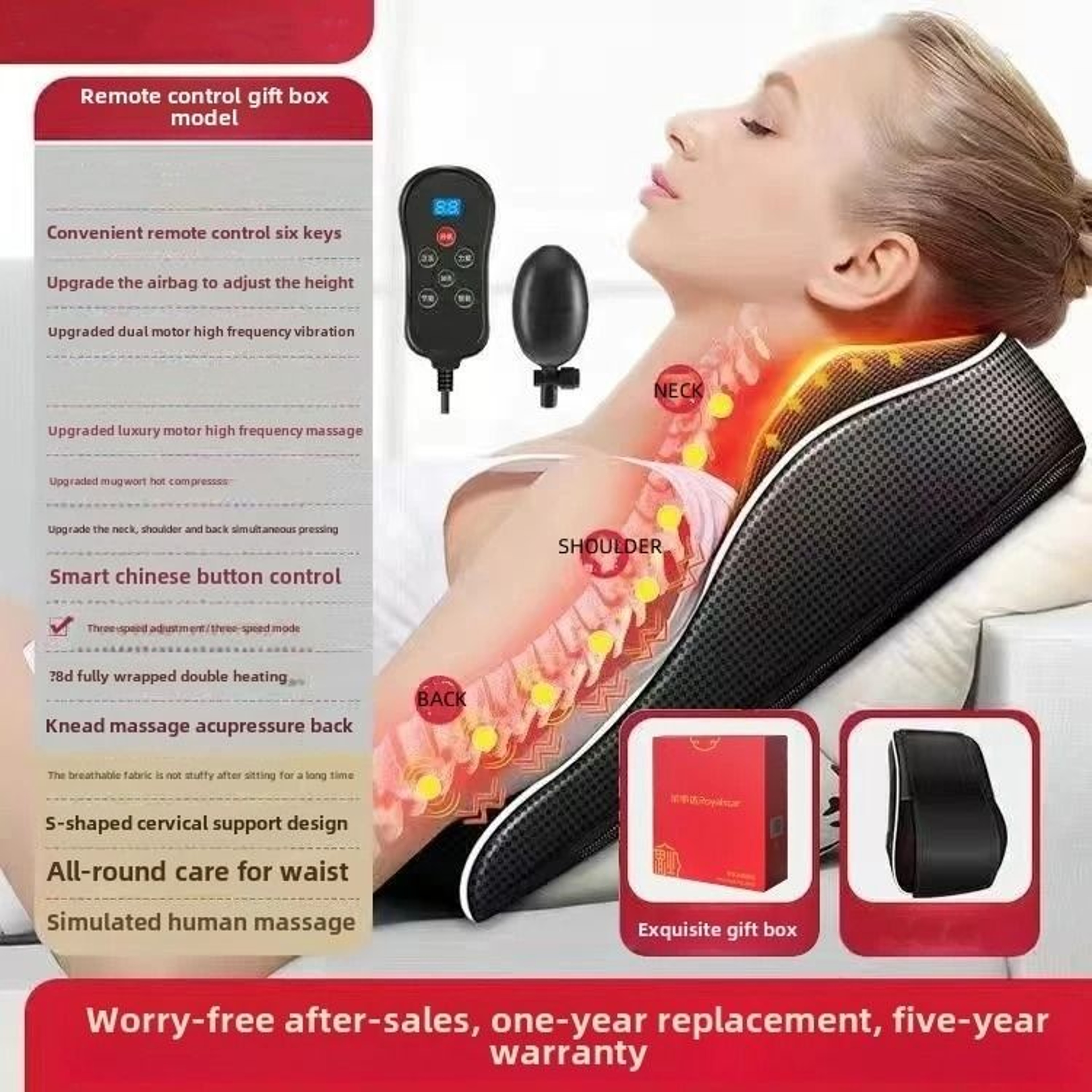 Electric Shiatsu Neck And Back Massager Pillow With Heat And Vibration For Home Or Car 9