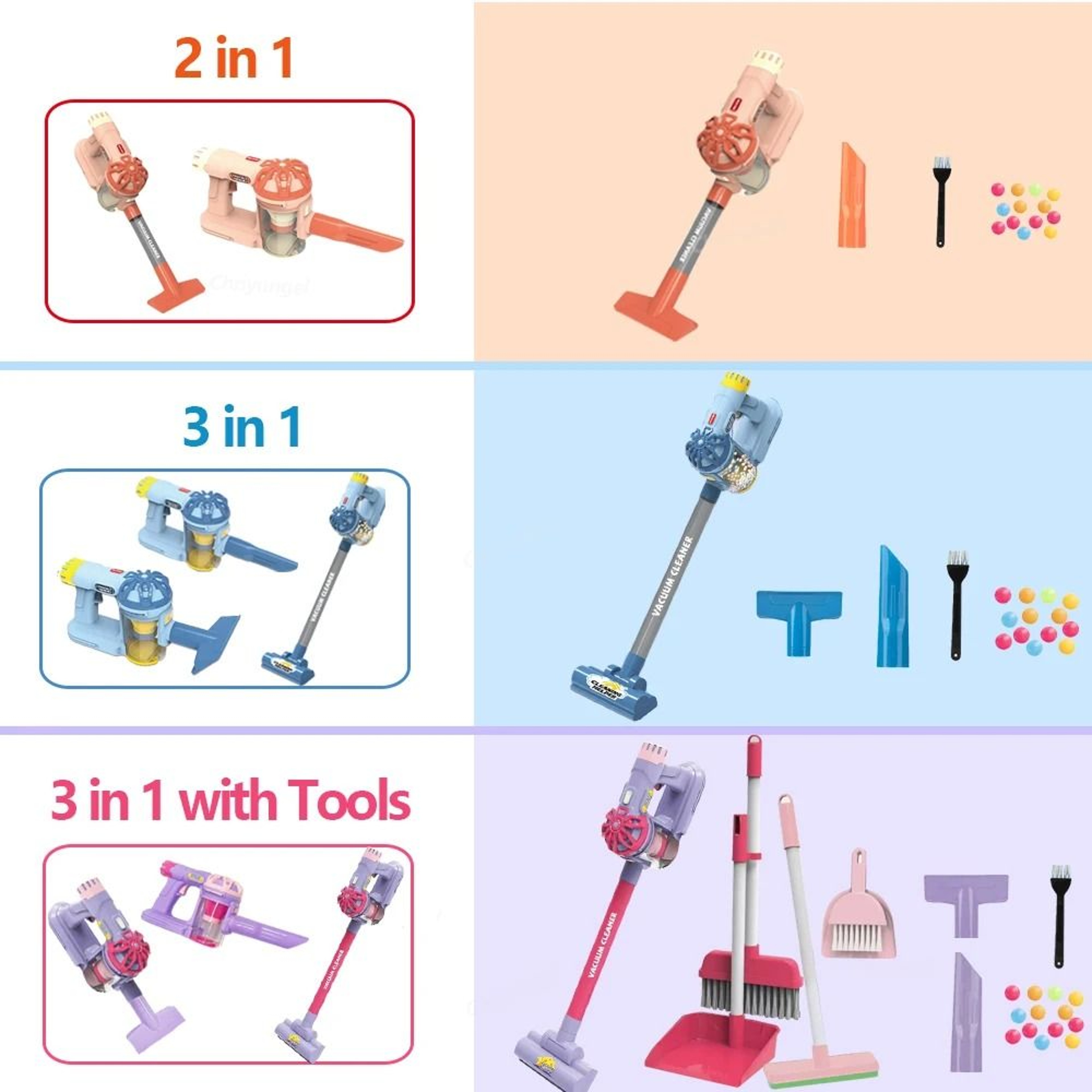 Kids Electric Vacuum Cleaner Play Set Educational Role Play Toy For Toddlers 6