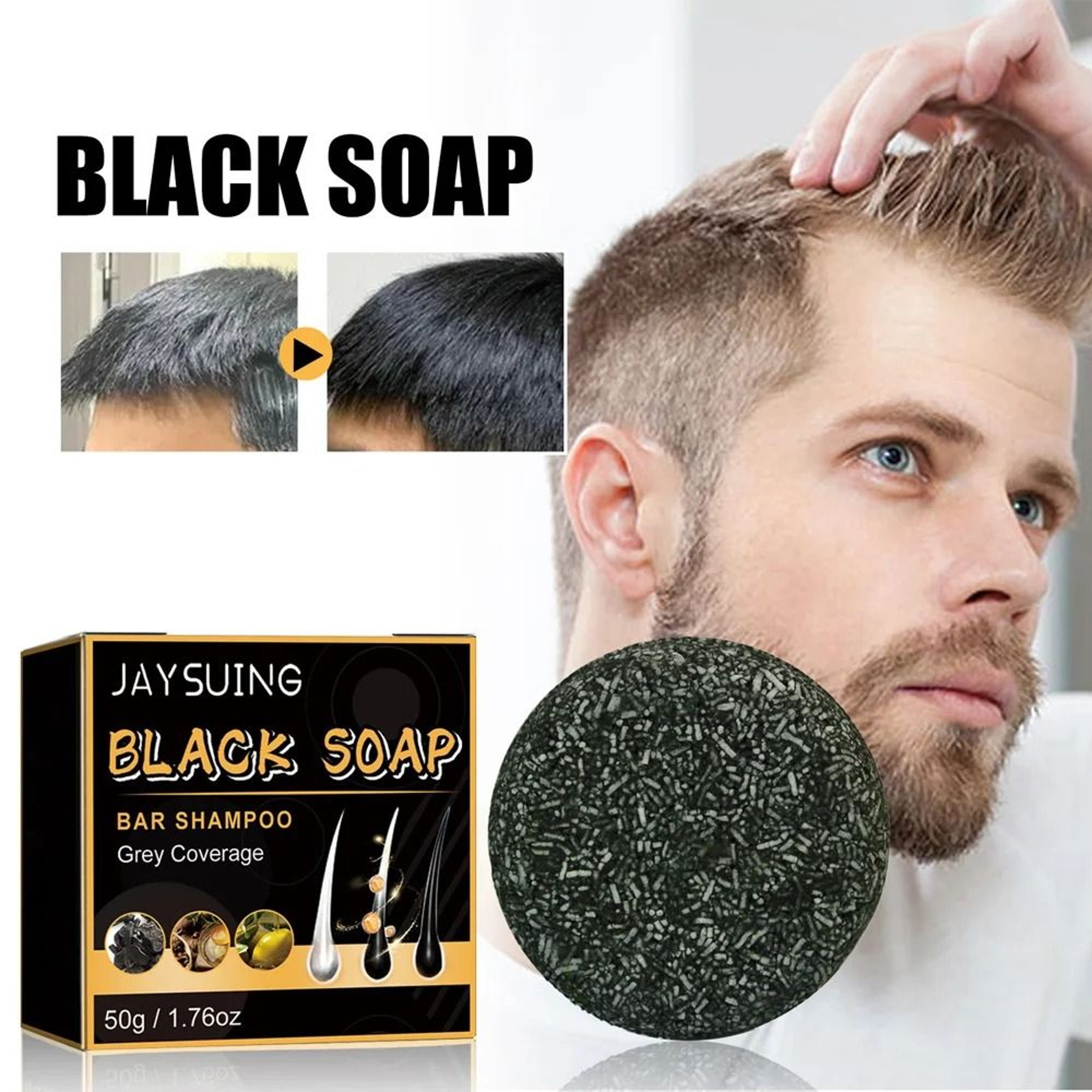 Polygonum Multiflorum Hair Darkening Shampoo Bar Natural Black Hair Repair And Nourishing Soap 0