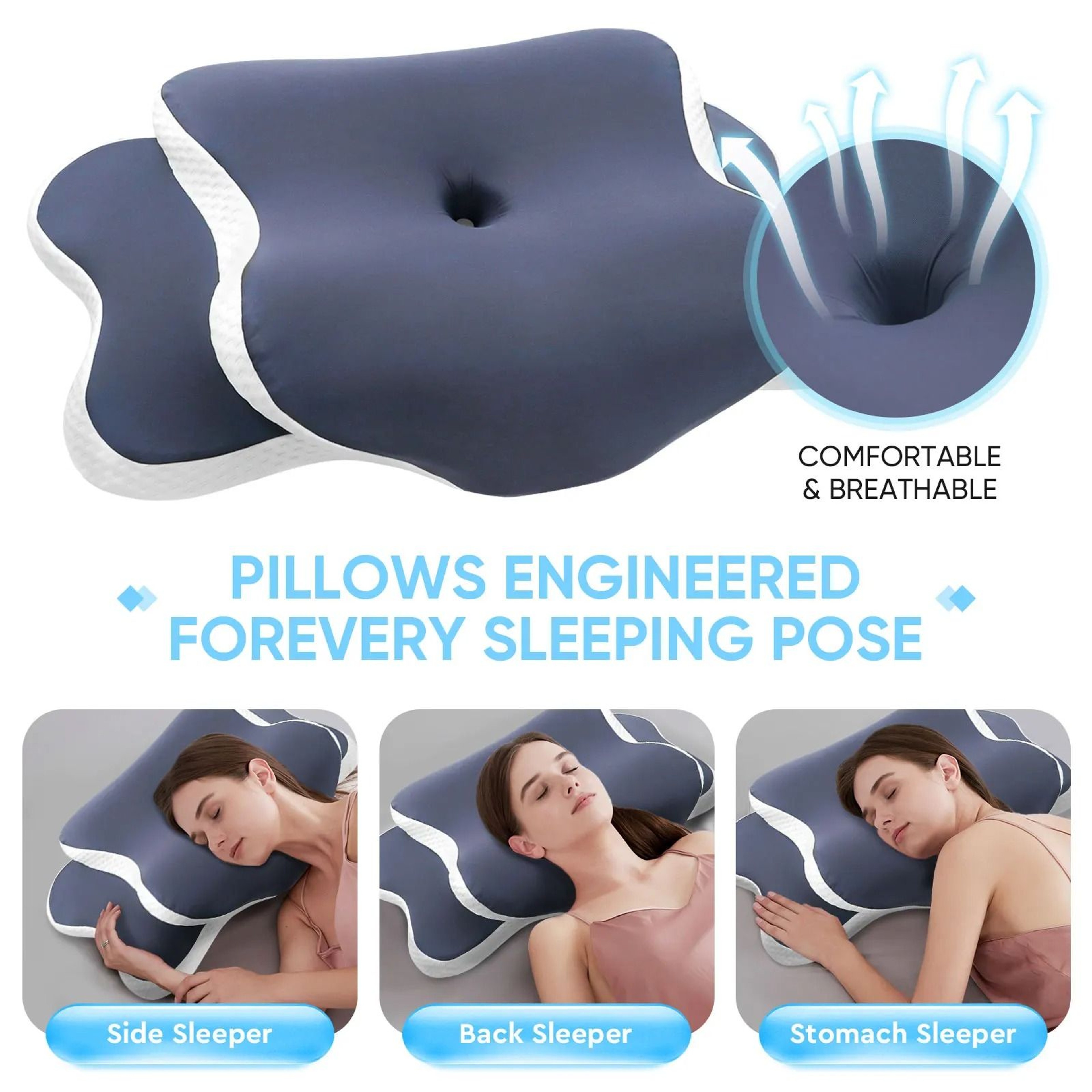 Memory Foam Cervical Pillow For Neck Pain Relief  Orthopedic Contour Pillow For Side Back And Stoma 4