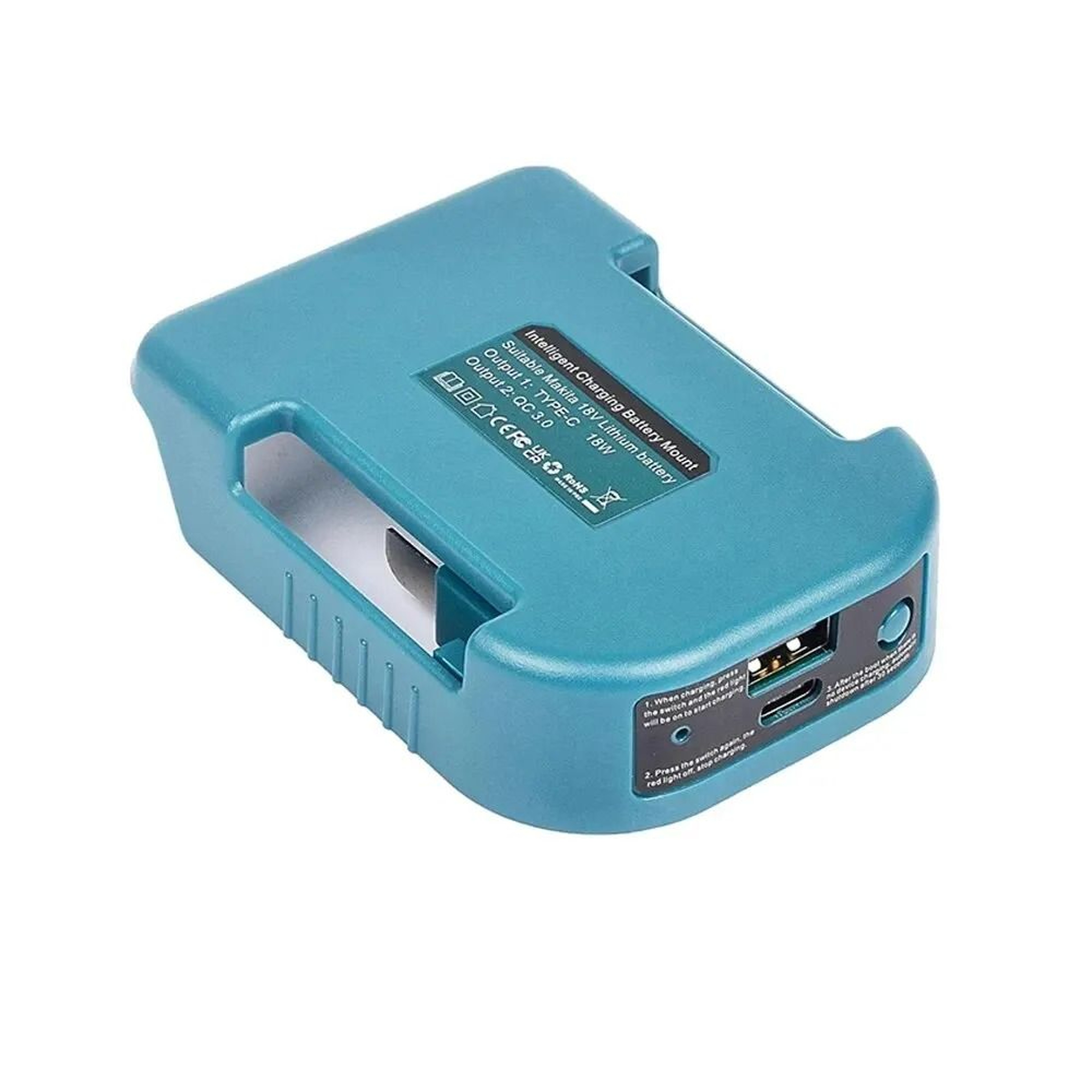 Battery Holder Adapter With USB And Type C Ports For Makita 18V Batteries 6