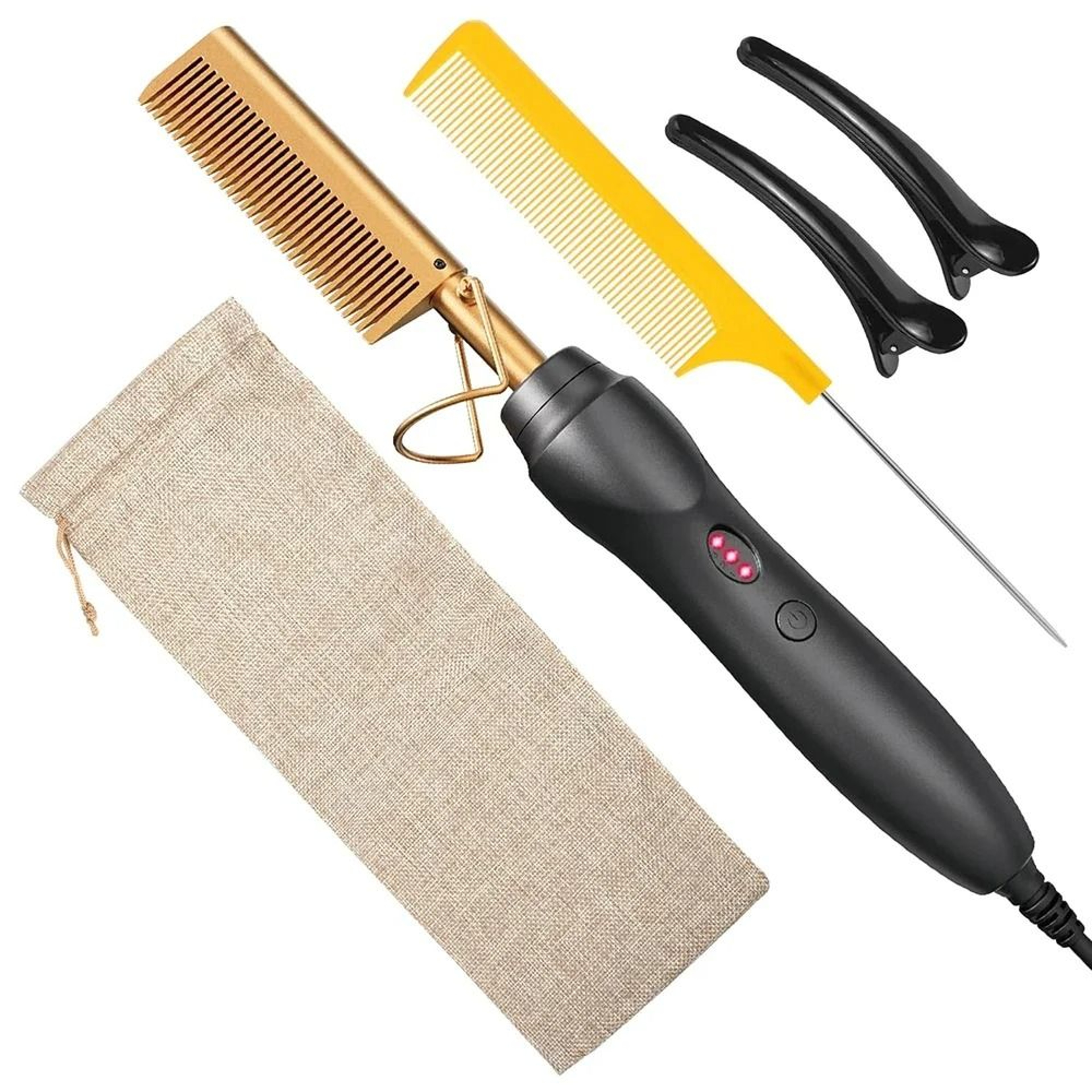 Hot Comb Hair Straightener Portable Ceramic Heat Pressing Comb For Hair And Beard 9