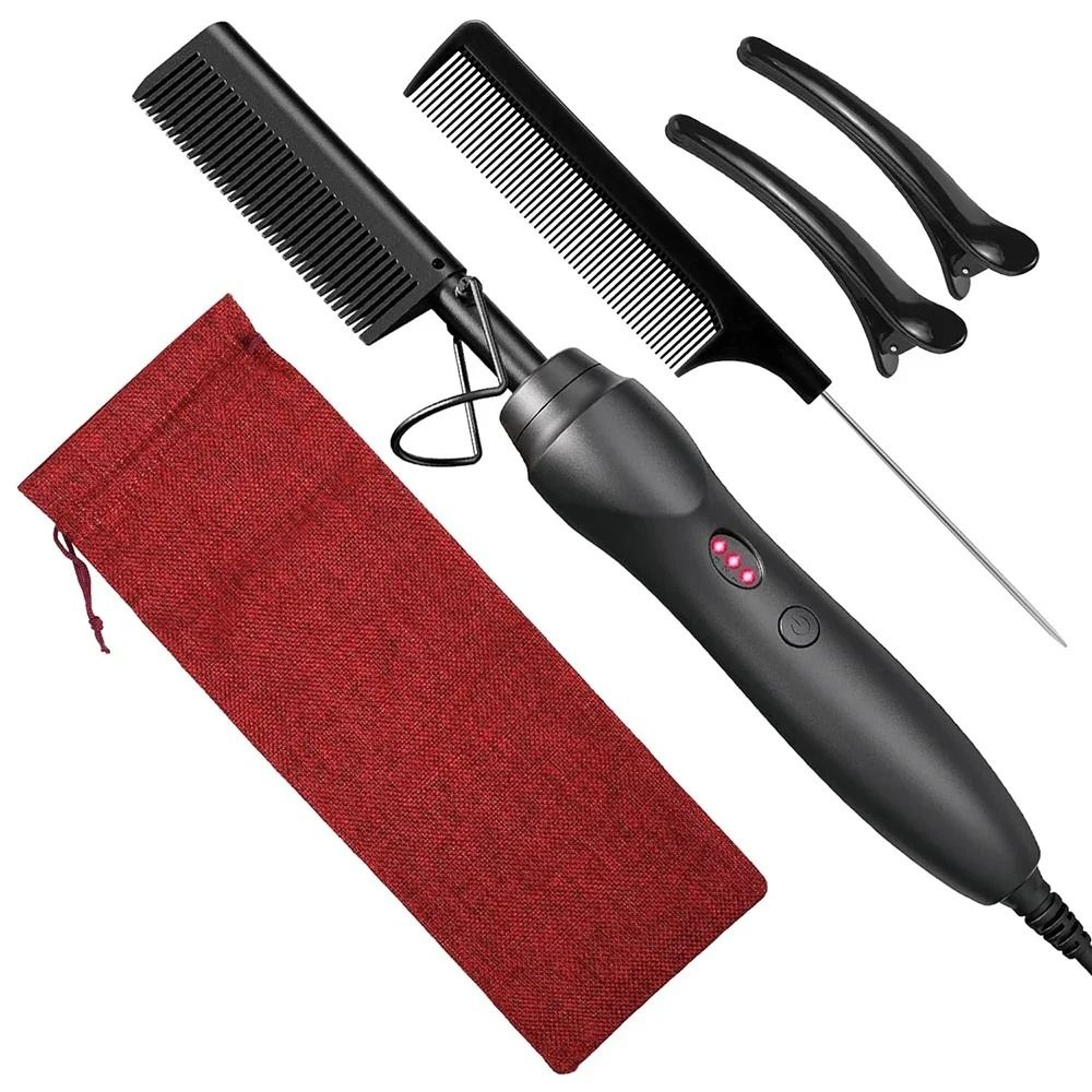 Hot Comb Hair Straightener Portable Ceramic Heat Pressing Comb For Hair And Beard 11