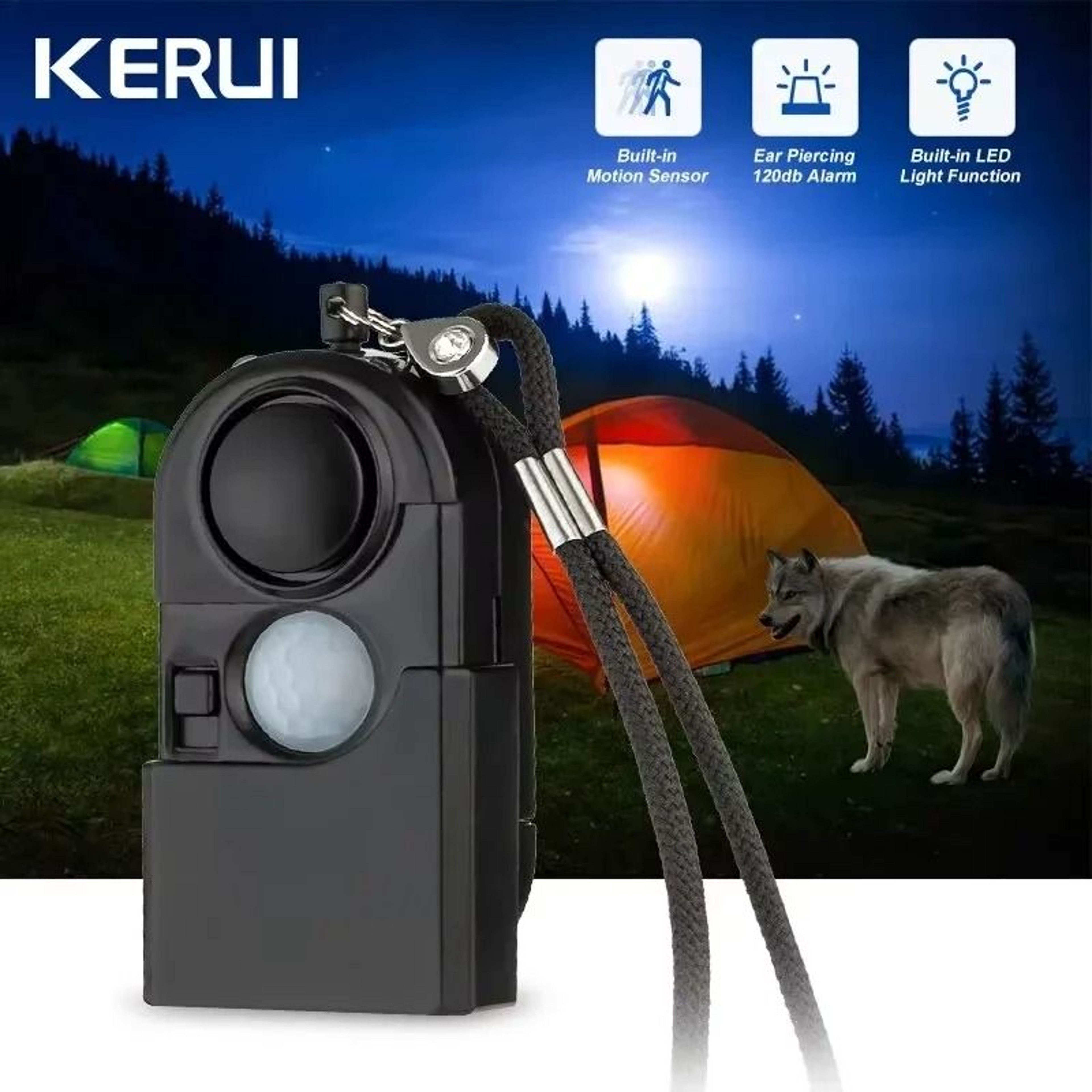 Portable Mini Motion Detector Alarm With 120dB Siren And SOS LED Light 0