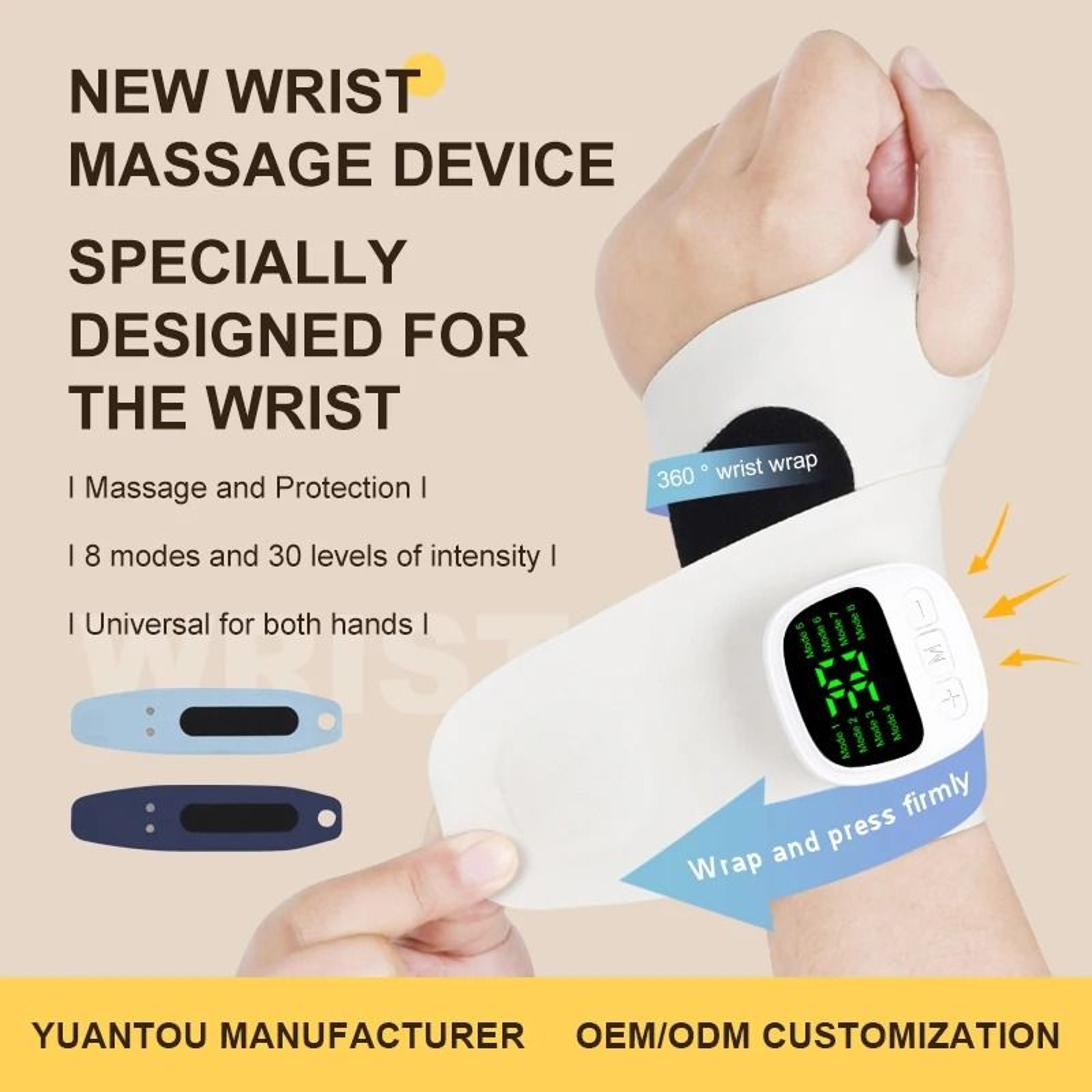 Cordless Wrist Massager USB Rechargeable Wrist Brace Wrap For Carpal Tunnel And Fatigue Relief 1