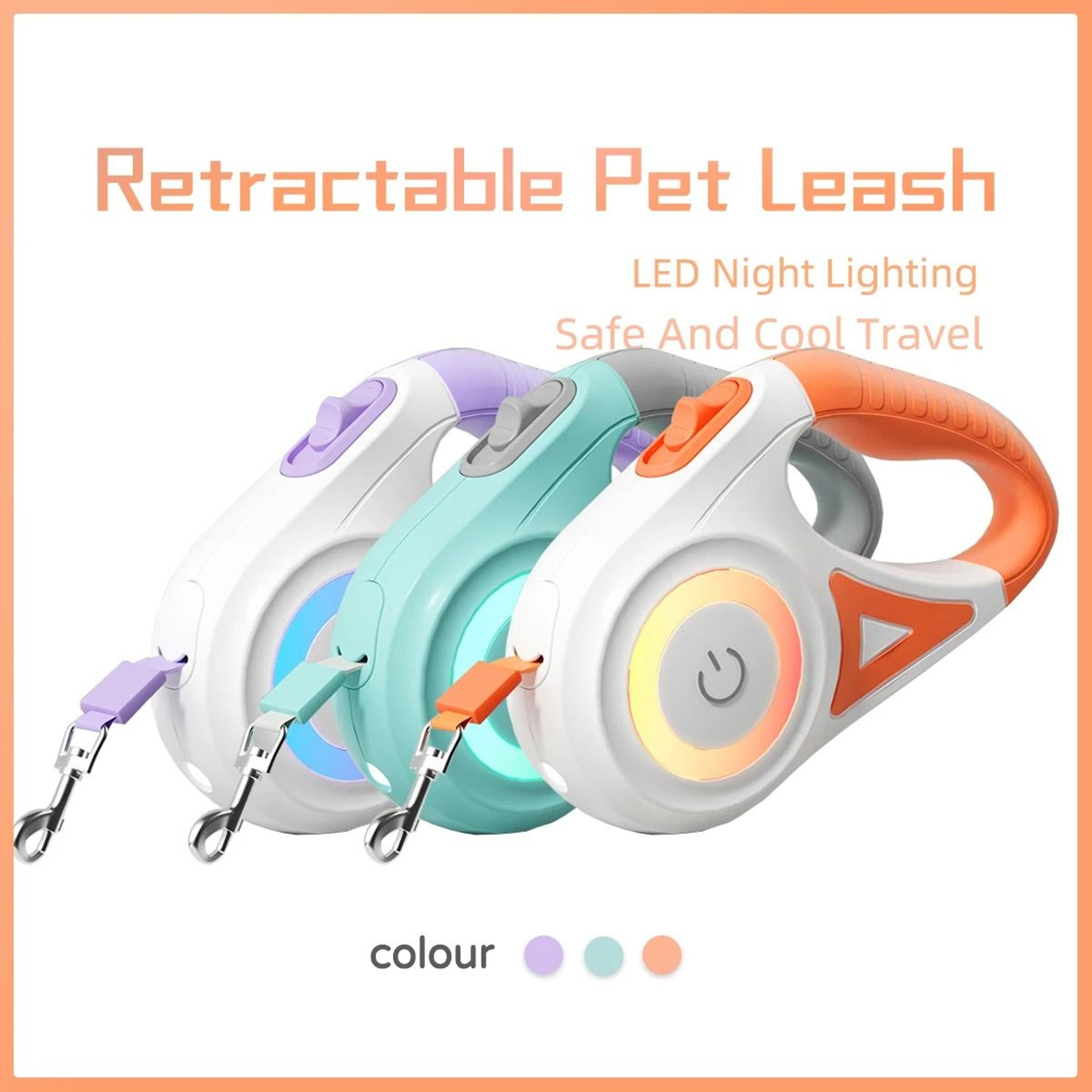 LED Retractable Dog Leash With Light For Small Medium And Large Pets 1
