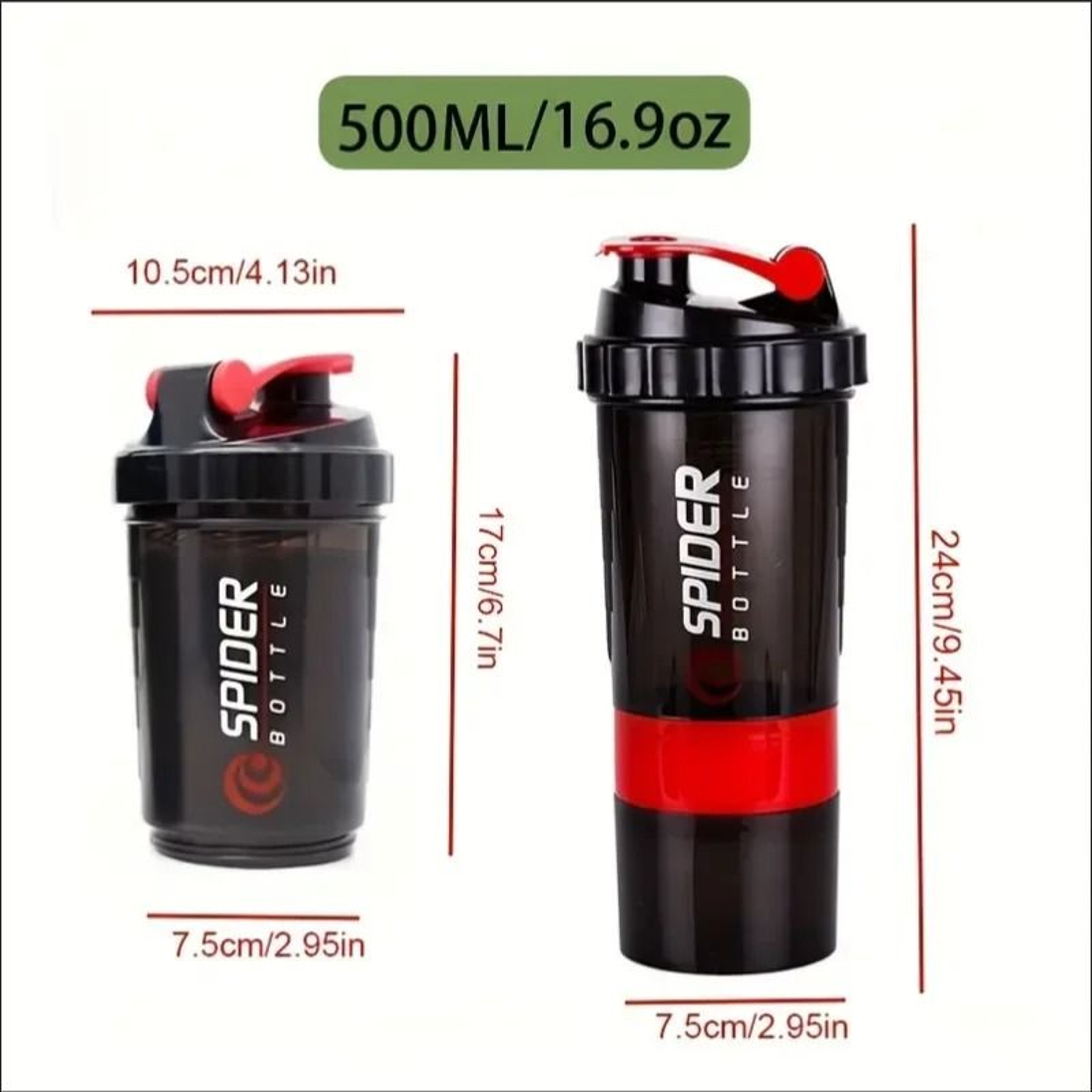 Shaker Bottle With Power Container 2 Tiers Protein Shakes Powder Shaker Bottle Sports Water Bottle  5