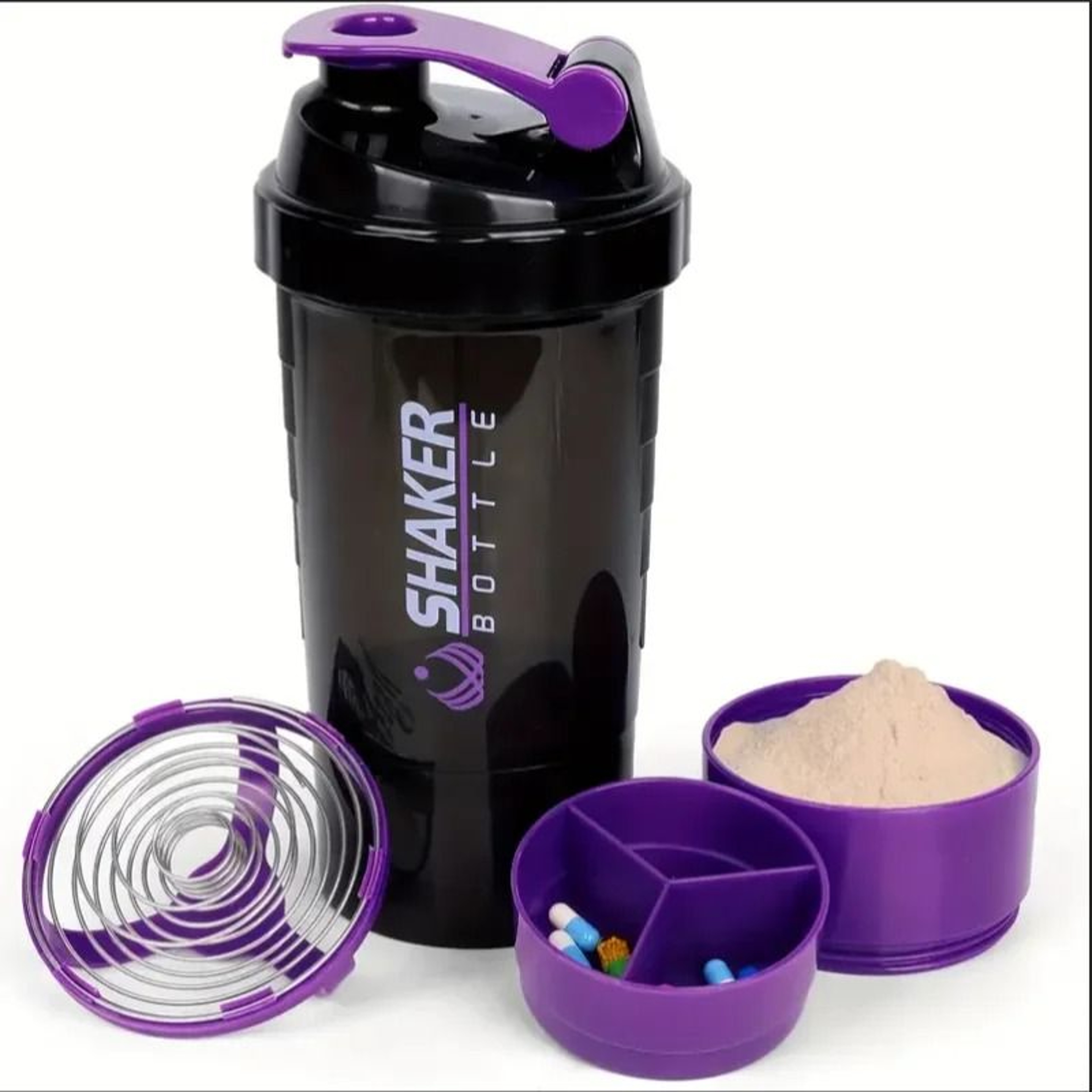 Shaker Bottle With Power Container 2 Tiers Protein Shakes Powder Shaker Bottle Sports Water Bottle  6