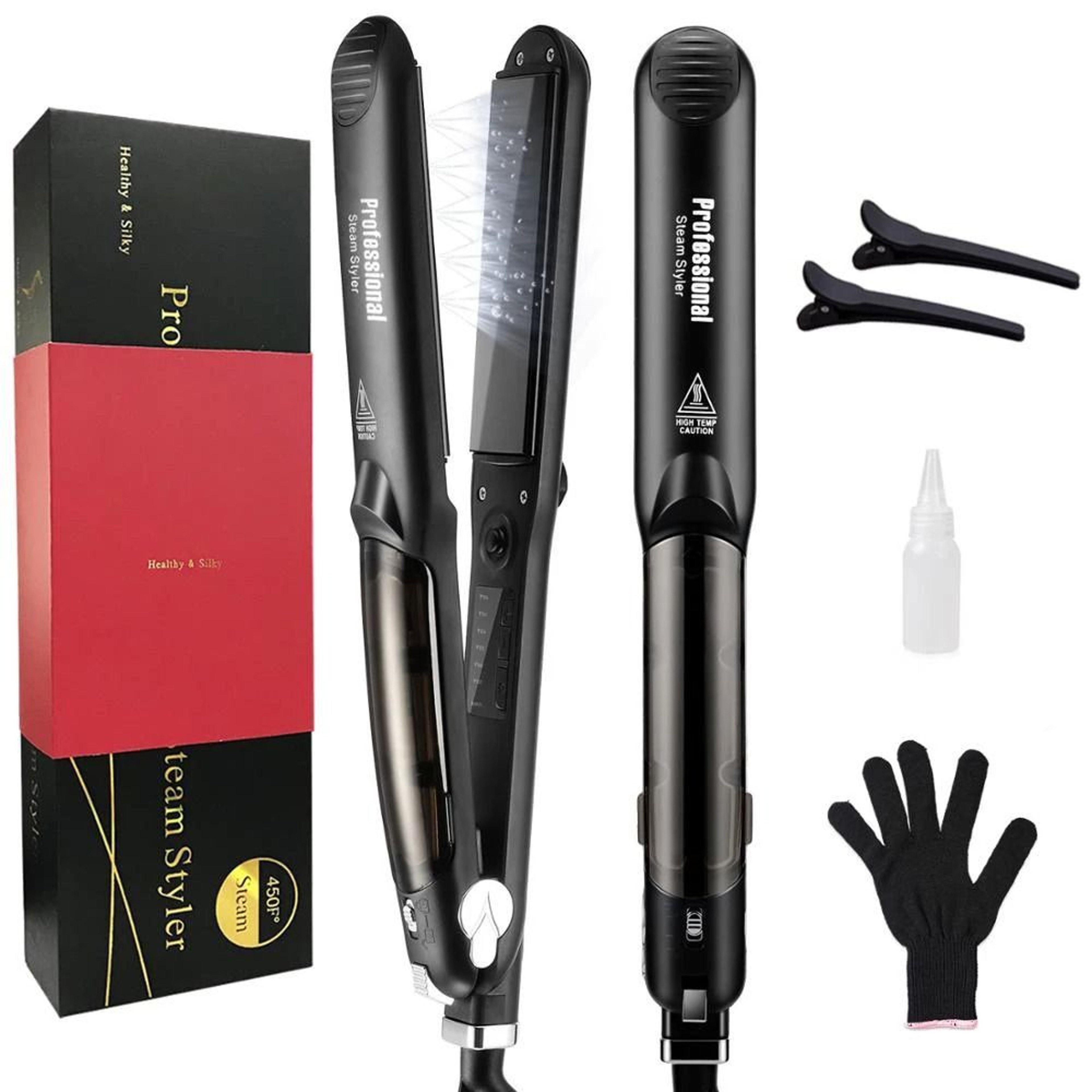 Steam Hair Straightener Professional Ceramic Vapor Flat Iron With Argan Oil Treatment For Smooth An 7