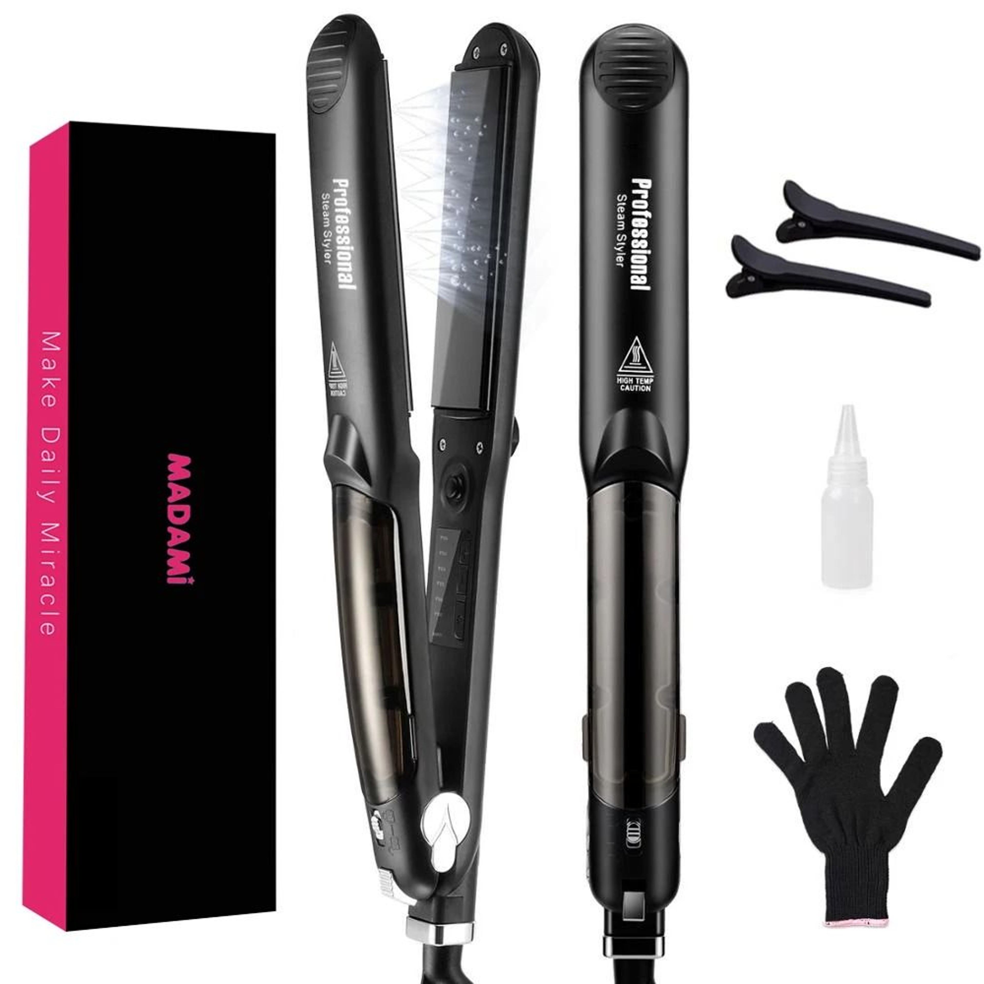 Steam Hair Straightener Professional Ceramic Vapor Flat Iron With Argan Oil Treatment For Smooth An 8