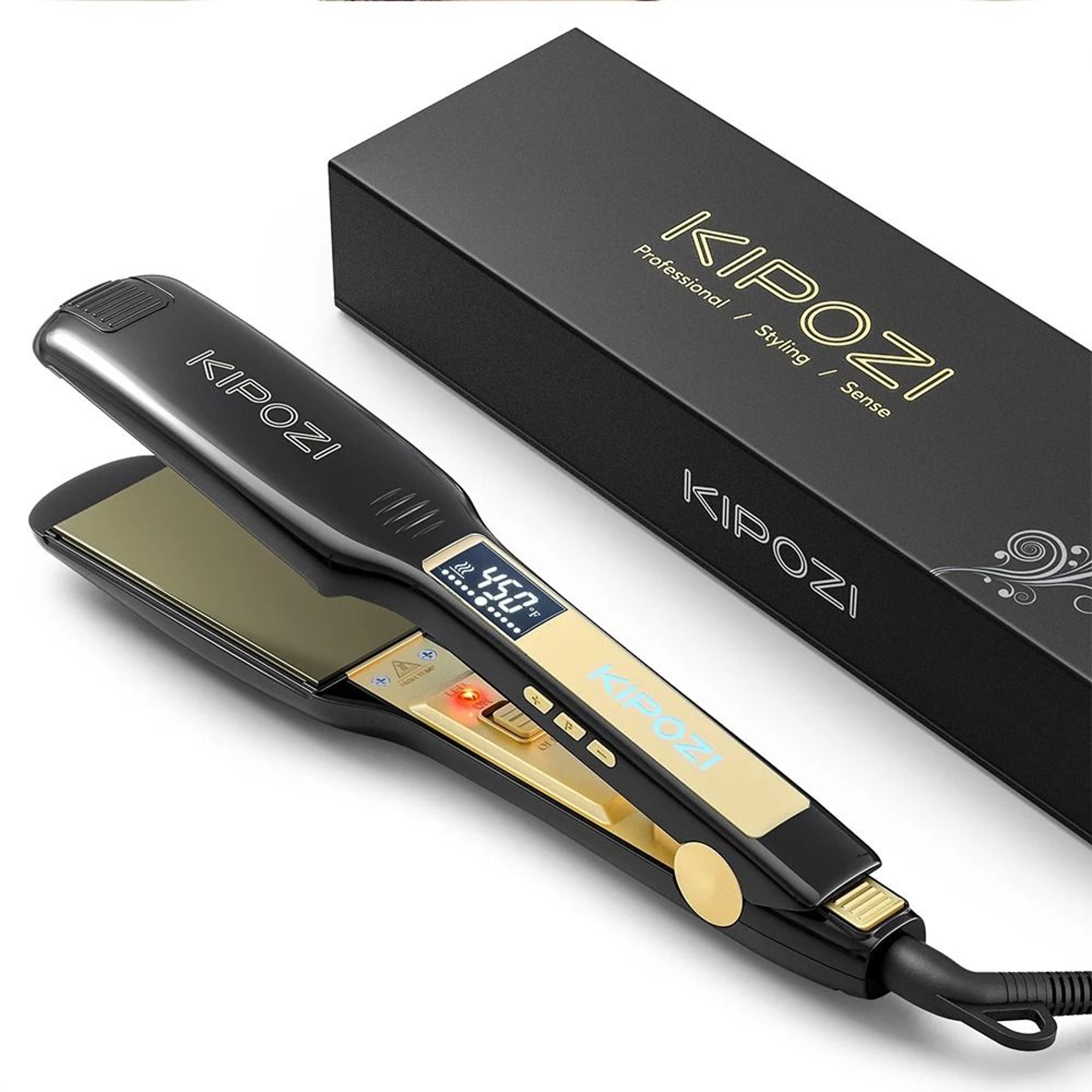 Professional Titanium Flat Iron Hair Straightener With Digital Display And Dual Voltage Heating 0
