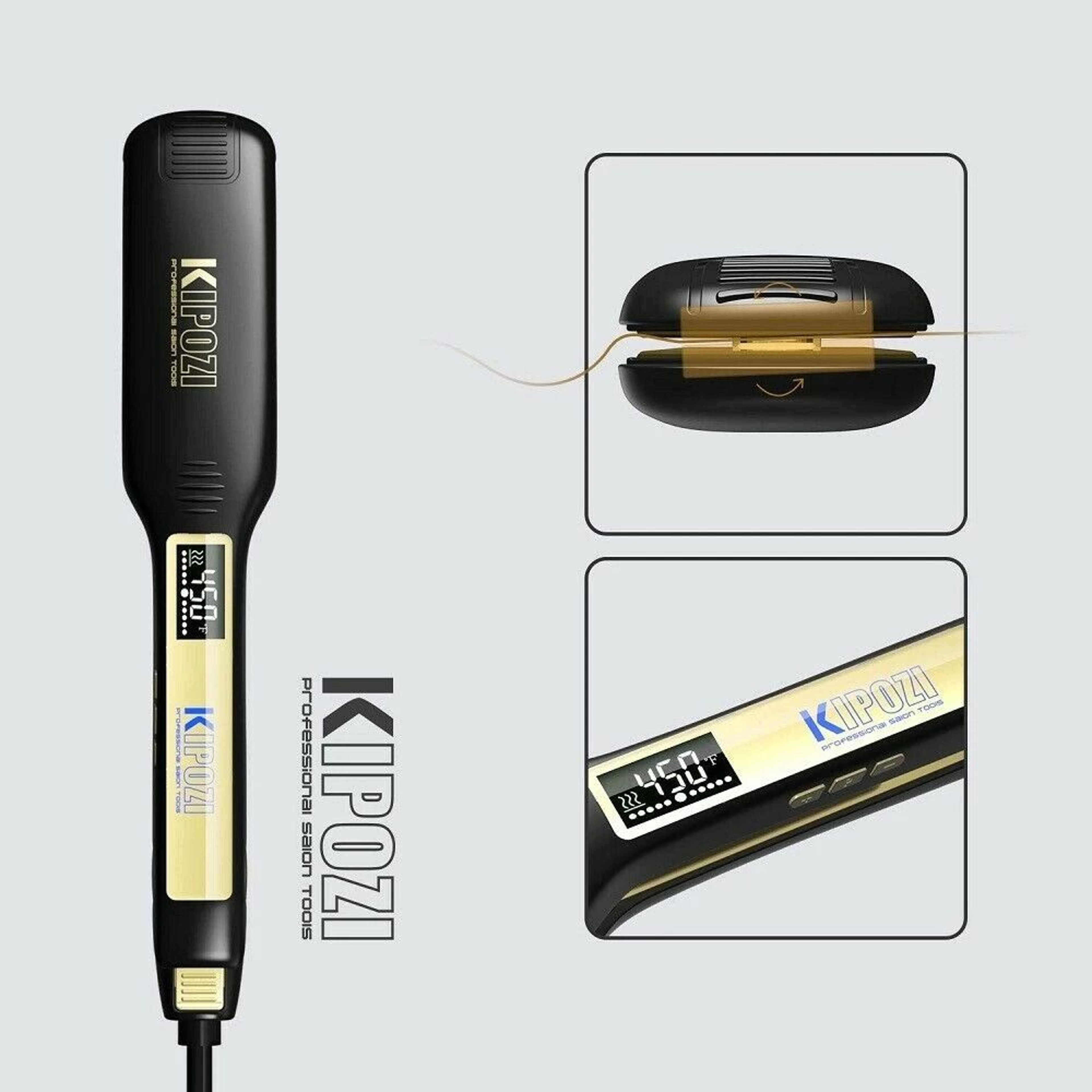 Professional Titanium Flat Iron Hair Straightener With Digital Display And Dual Voltage Heating 4